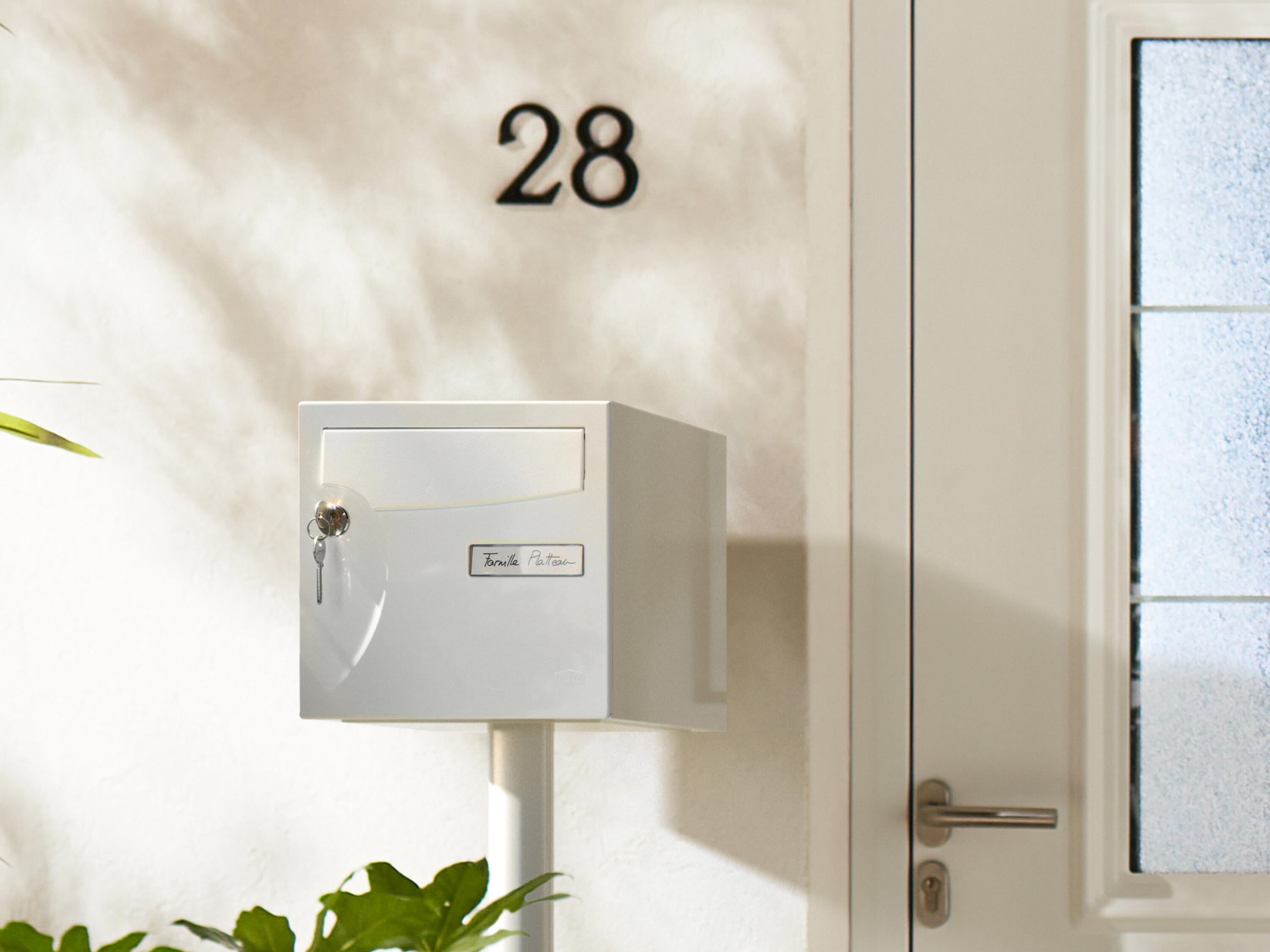 Boîte aux lettres normalisée 1 porte RENZ Animation, extérieur, acier blanc - 8