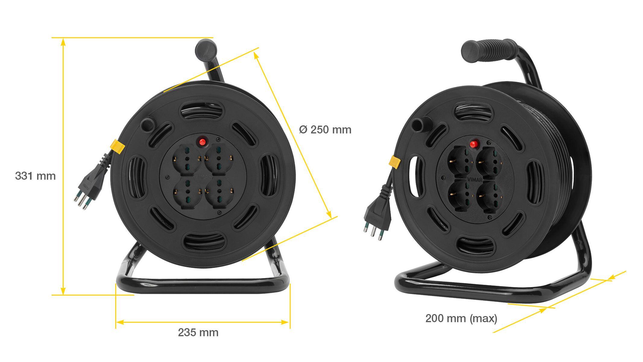 Avvolgicavo VIMAR 30m cavo H05VV-F 3G1 mm² 4 prese, presa schuko spina Schuko per il bricolage - 6
