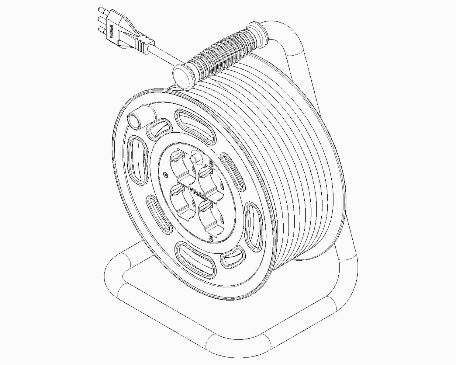 Avvolgicavo VIMAR 30m cavo H05VV-F 3G1 mm² 4 prese, presa schuko spina Schuko per il bricolage - 7