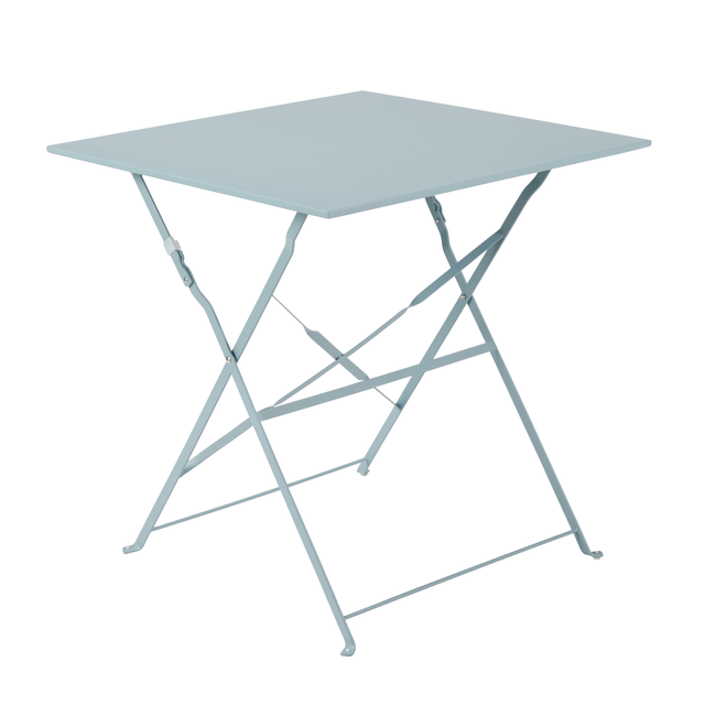 Tavolo da pranzo per giardino pieghevole Flora NATERIAL struttura e superficie in acciaio blu per 2 persone 70x70cm