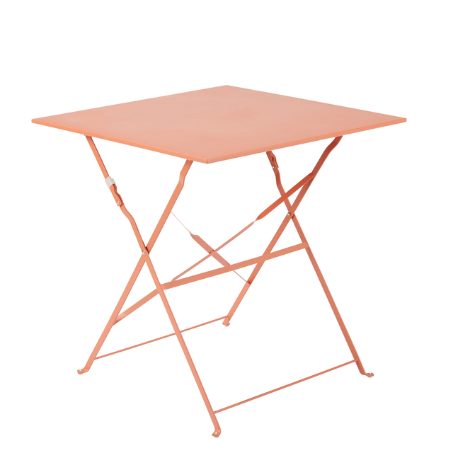 Tavolo da pranzo per giardino pieghevole Flora NATERIAL struttura e superficie in acciaio arancione per 2 persone 70x70cm