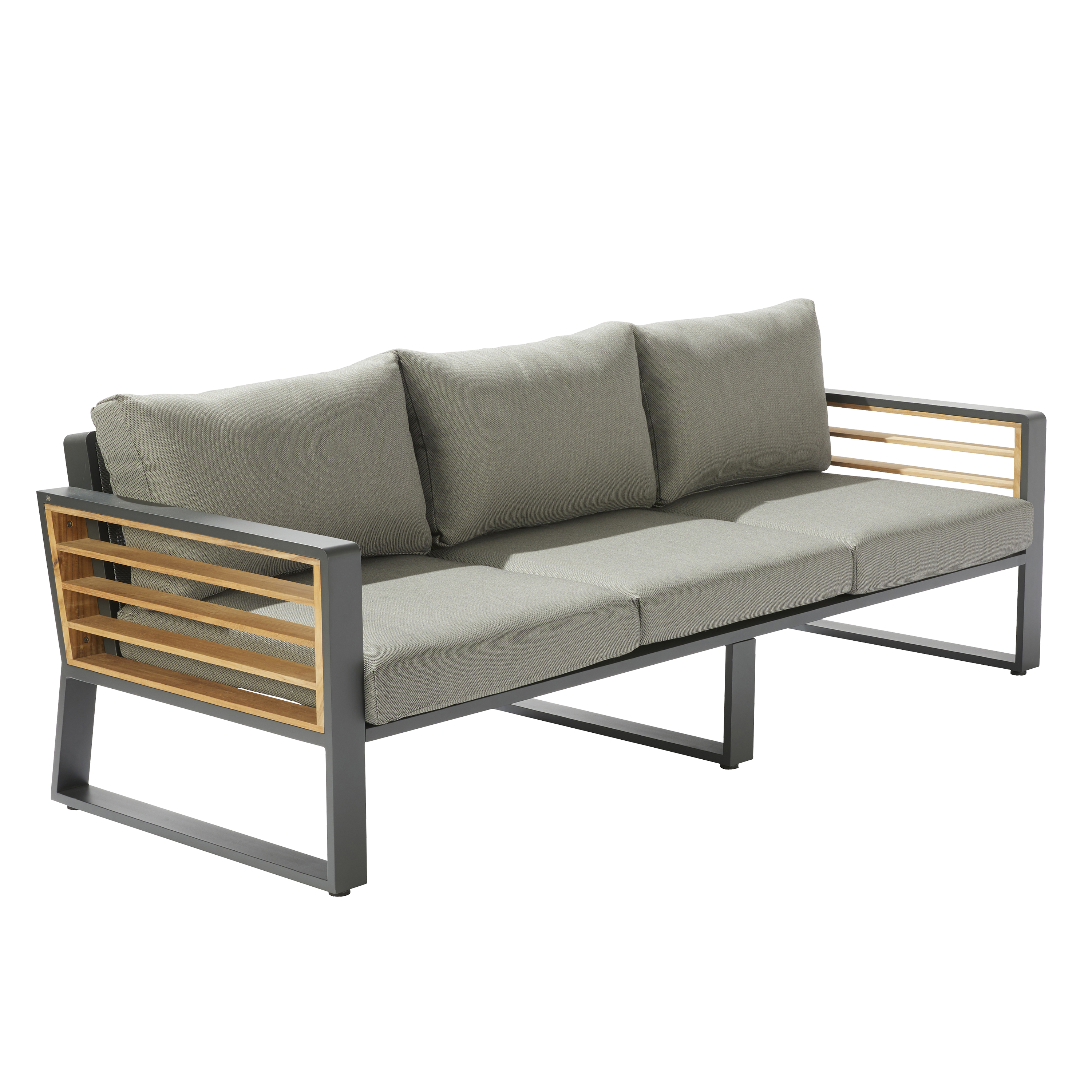 Conjunto jardim relax sofá, mesa, 2 cadeiras teca cinzento Ionis Naterial - 11
