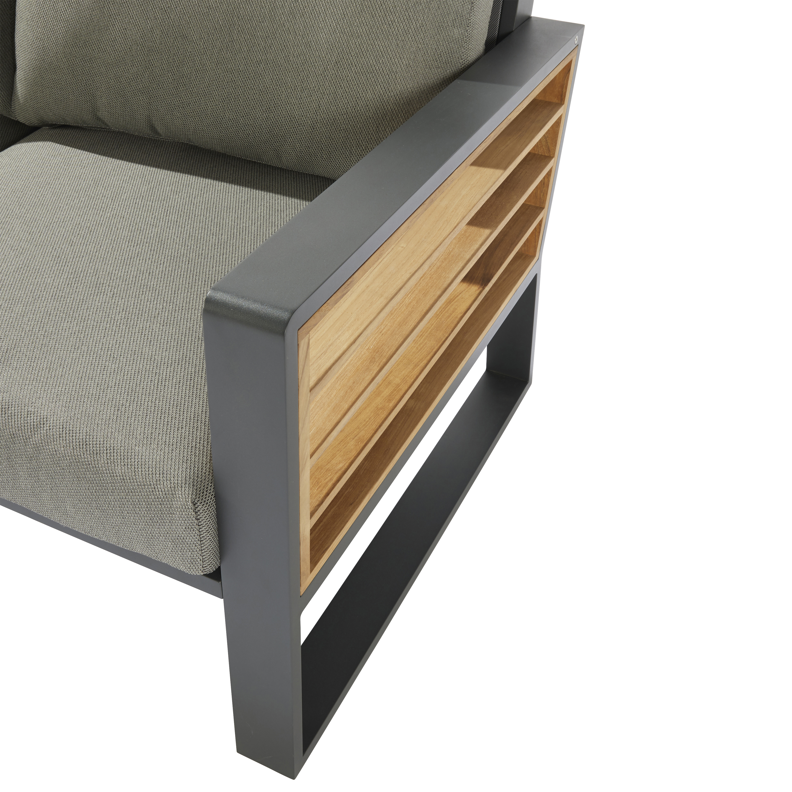 Conjunto jardim relax sofá, mesa, 2 cadeiras teca cinzento Ionis Naterial - 14