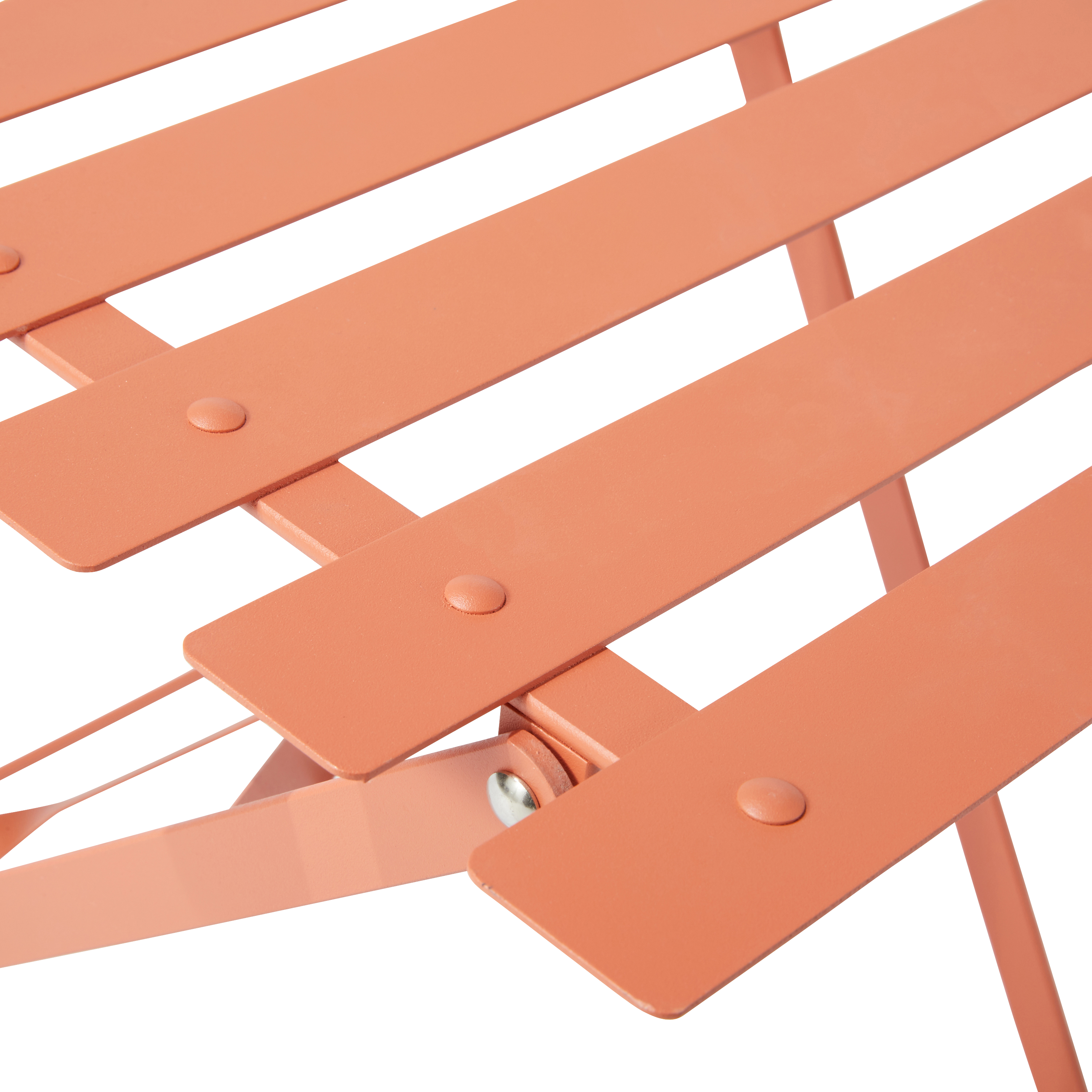 Conjunto refeição dobrável com mesa redonda 60 cm e 2 cadeiras em metal laranja-pastel Naterial Flora - 18