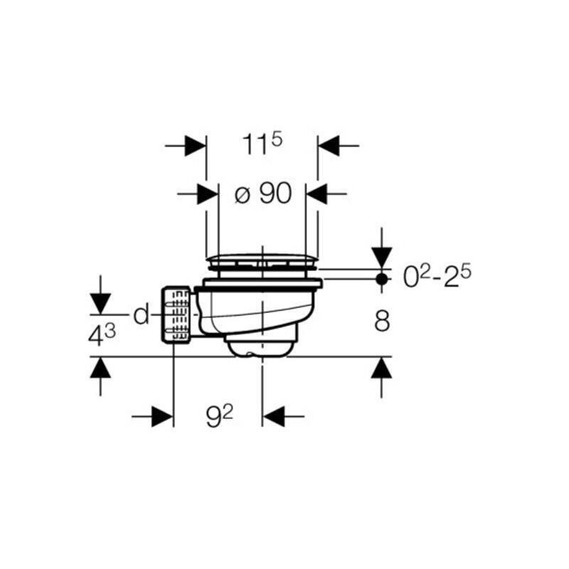 Piletta per doccia e per scarico a pavimento con coperchio  GEBERIT Sifone doccia D90, con tappo.  Ø 90 mm Ø foro 40 mm in abs - 5