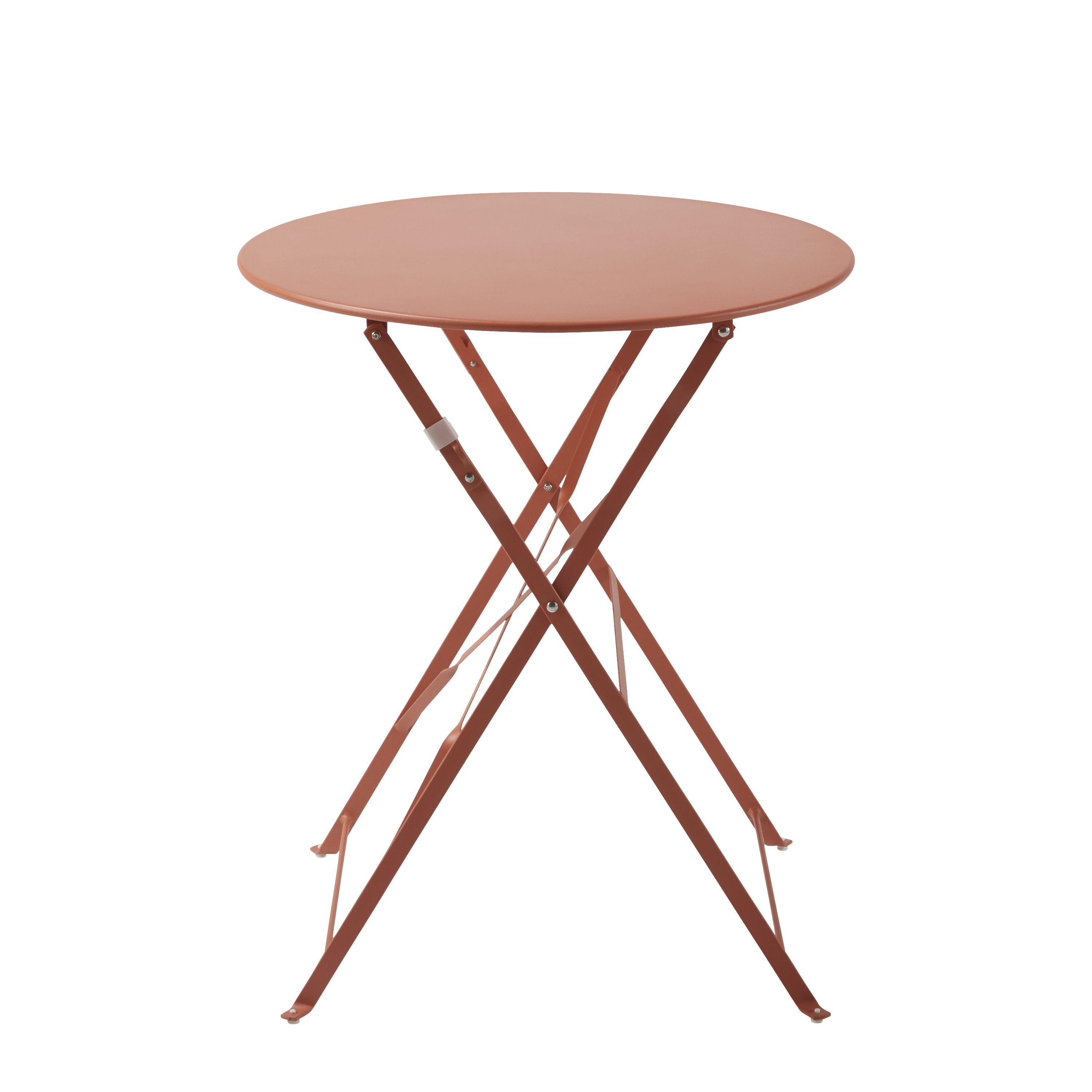Conjunto refeição dobrável com mesa redonda 60 cm e 2 cadeiras em metal laranja-pastel Naterial Flora - 14