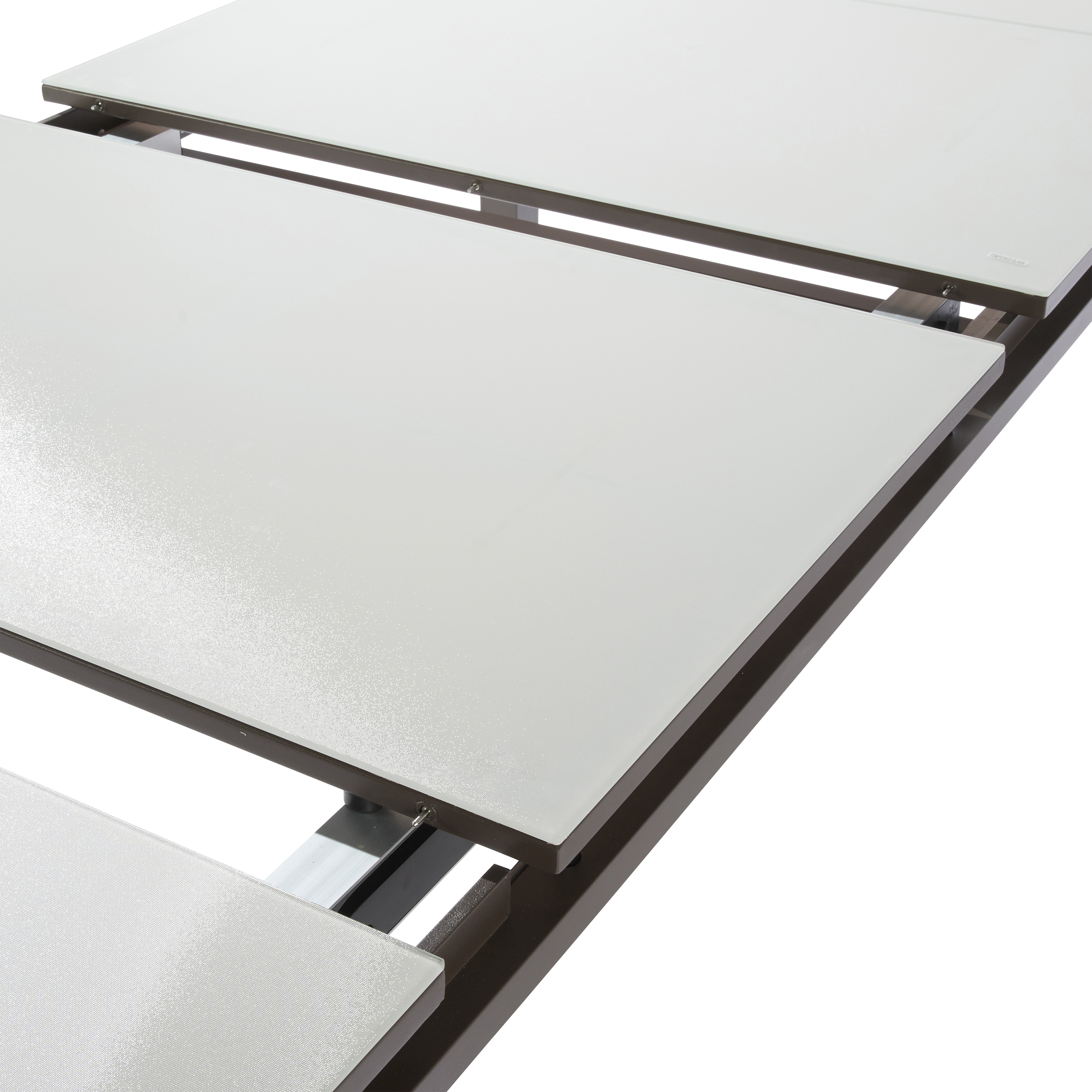 Tavolo da giardino allungabile Odyssea NATERIAL in alluminio marrone con piano in vetro texturizzato  per 12 persone 256/320x100cm - 12