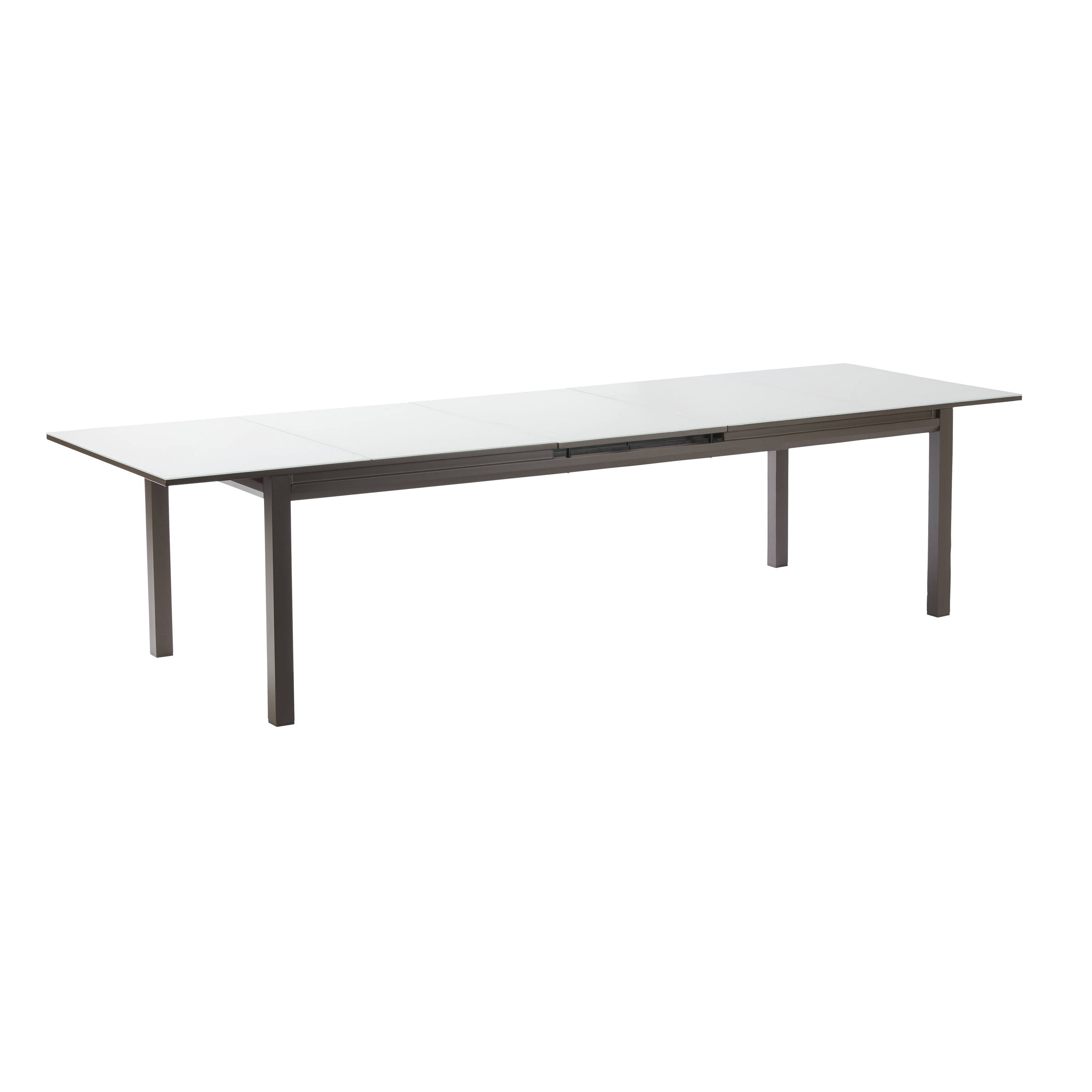 Tavolo da giardino allungabile Odyssea NATERIAL in alluminio marrone con piano in vetro texturizzato  per 12 persone 256/320x100cm - 8