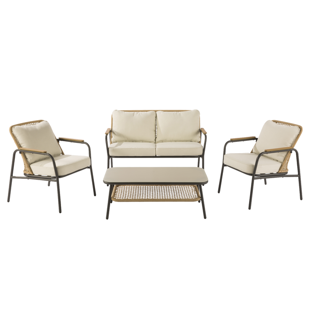 Salotto da giardino per 4 persone Etos NATERIAL con cuscini in poliestere beige