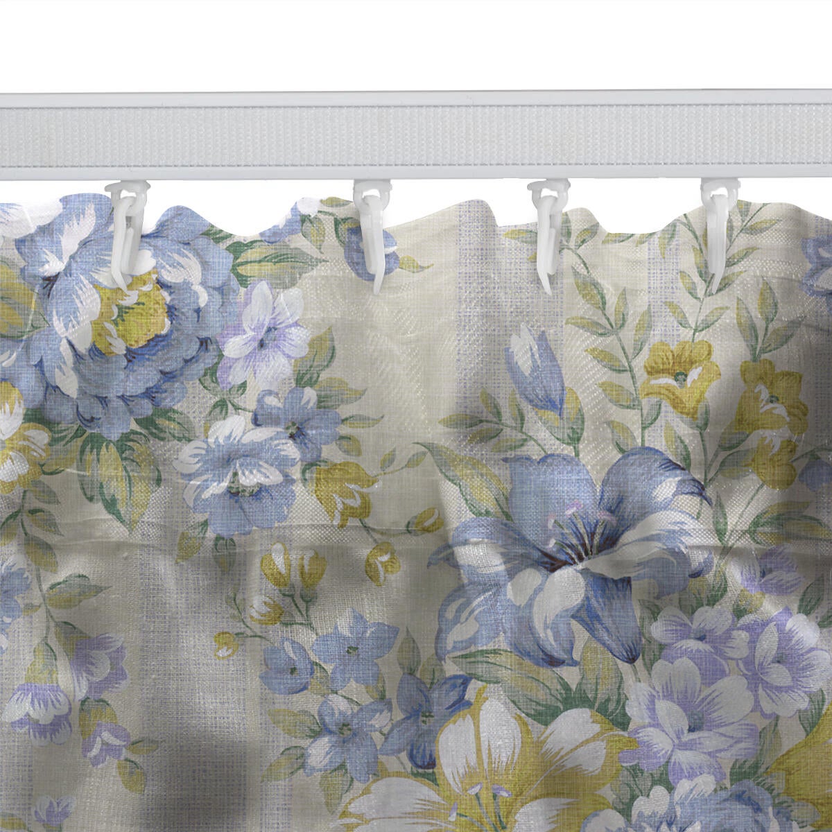 Tenda Country azzurro, fettuccia e passanti nascosti 140x290 cm - 5