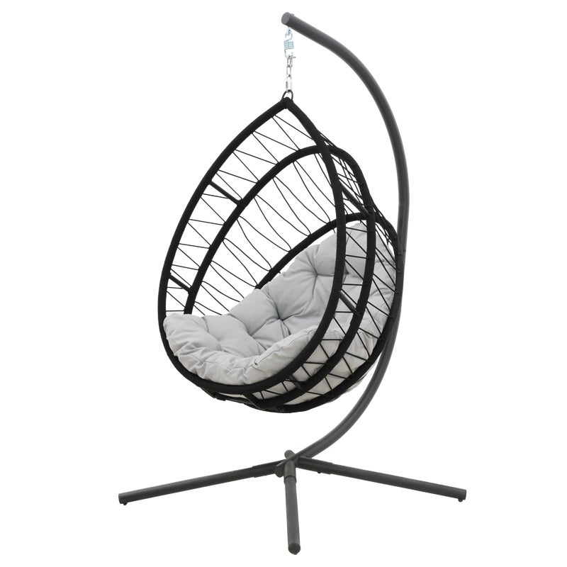 Fotel wiszący kokon Ovo składany kosz szary Naterial