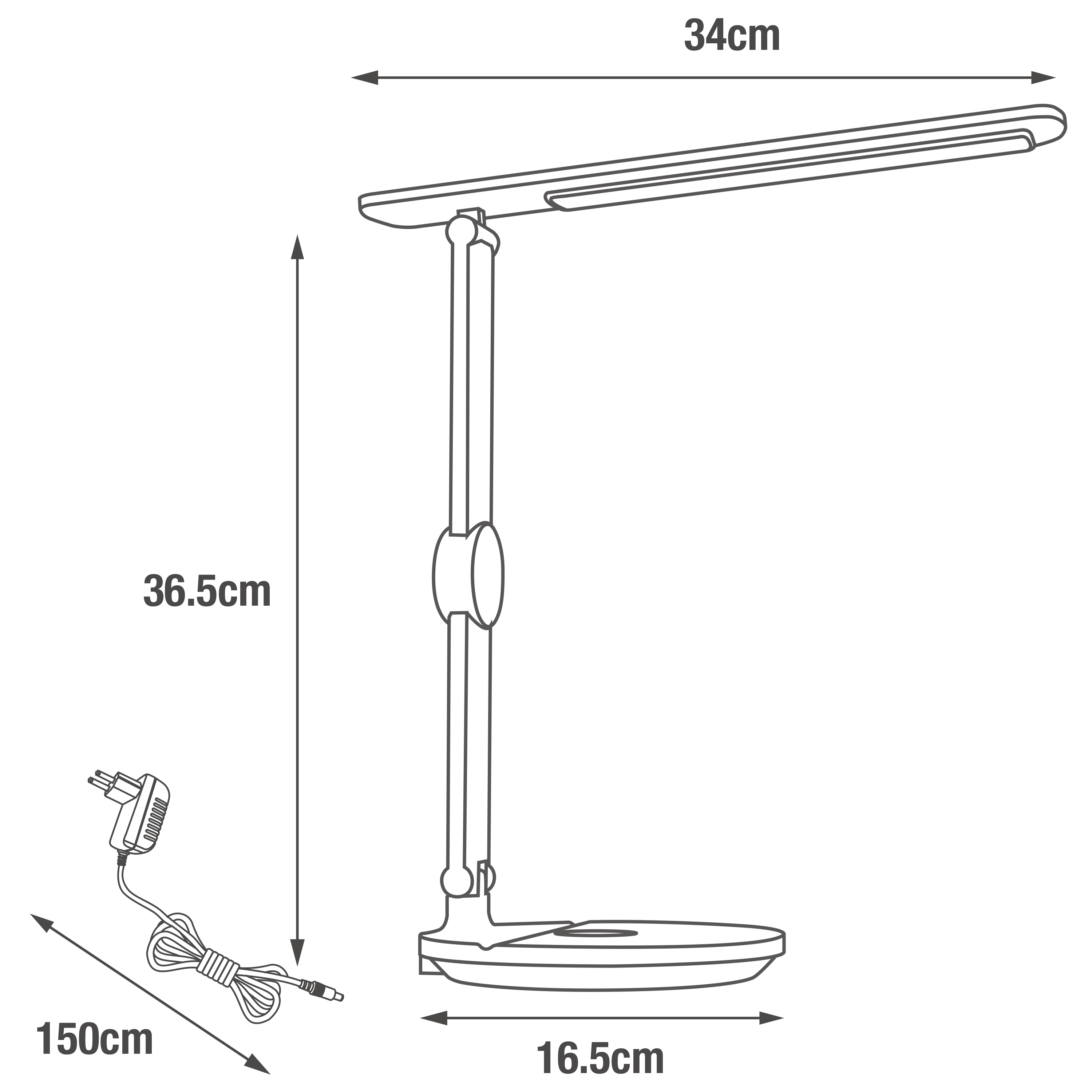Flexo para escritorio táctil LED Alex plus INSPIRE con estructura negra CCT 3000K-6500K - 6