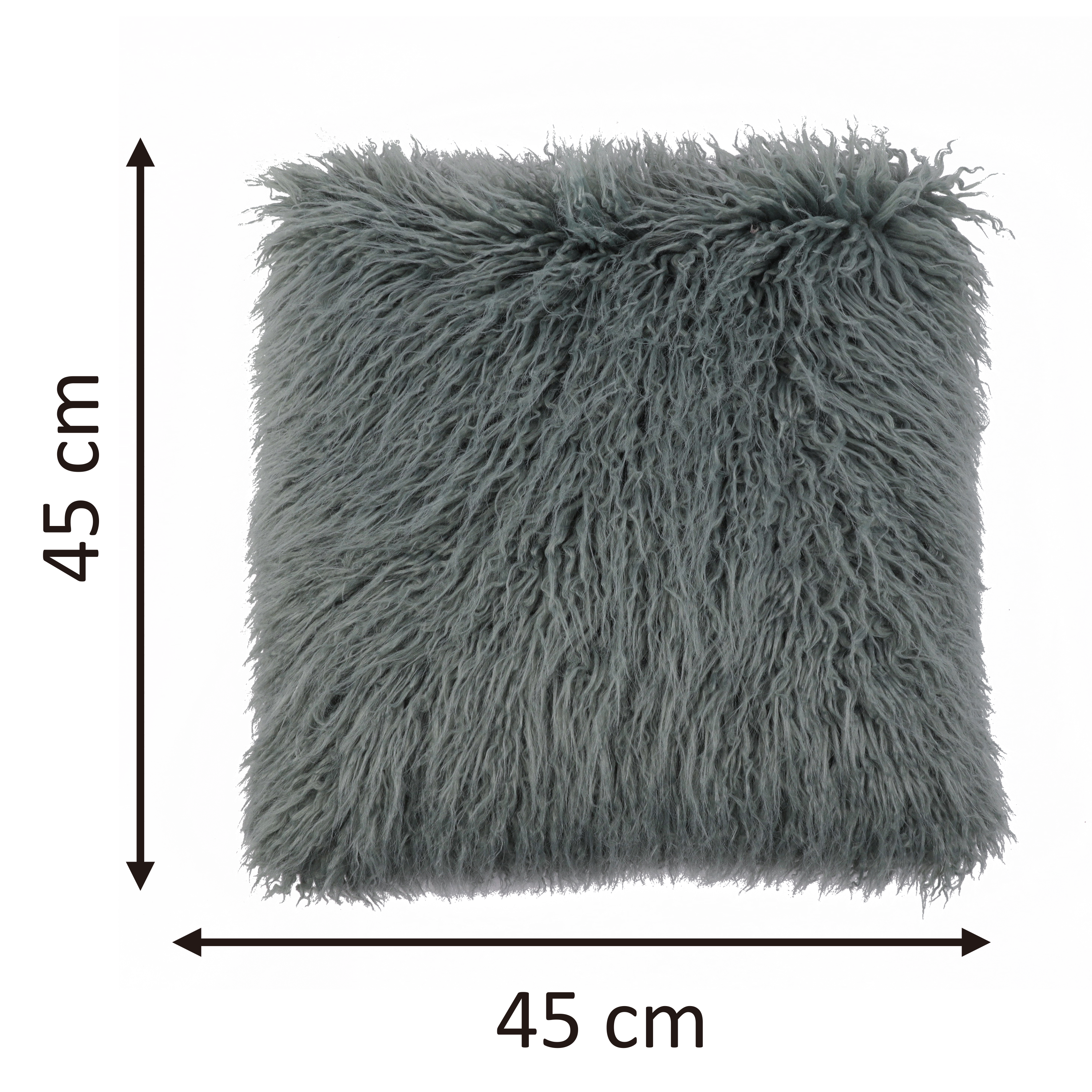 Coussin Dolma, imitation fourrure, gris bleu l.38 x H.38 cm - 2