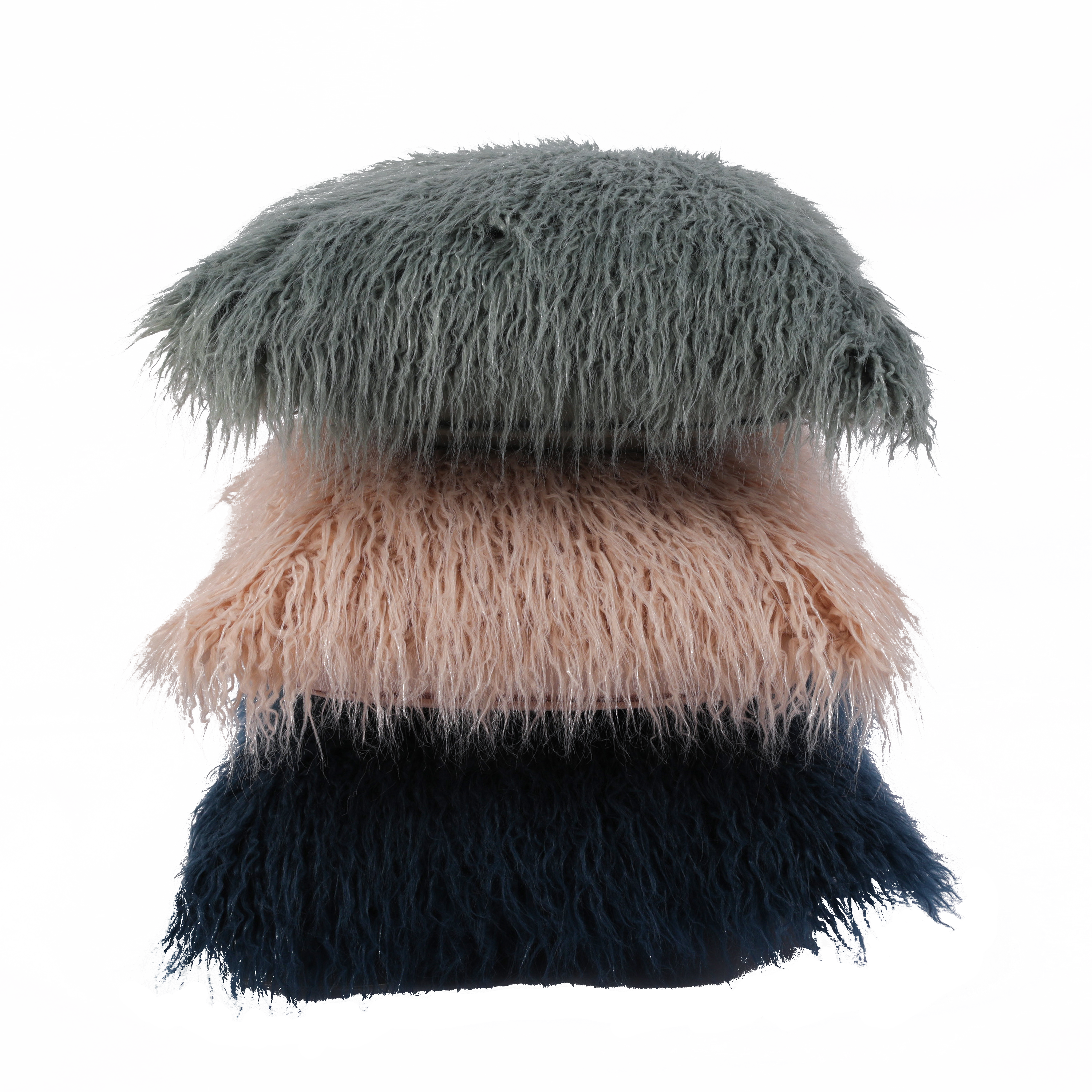 Coussin Dolma, imitation fourrure, gris bleu l.38 x H.38 cm - 7