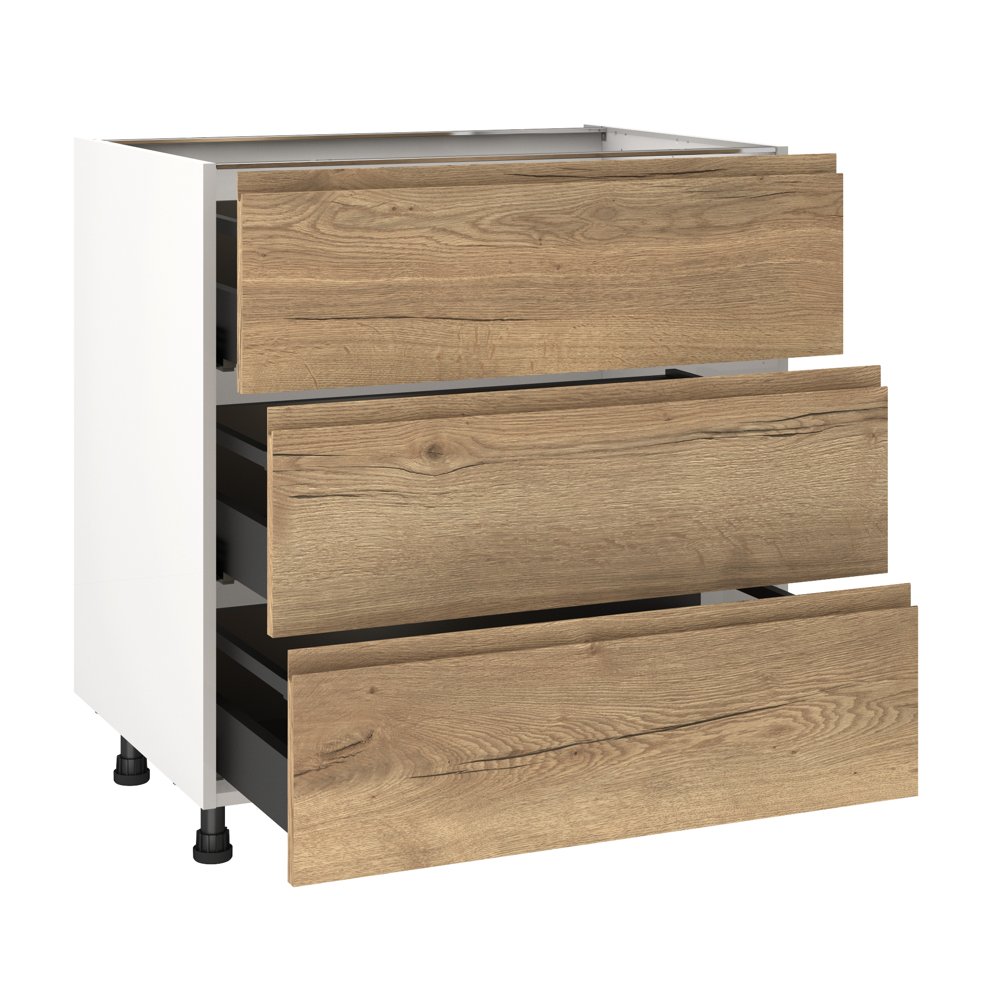 Mueble bajo de cocina delinia id tokyo roble mate 76,8x80 cm 3 caj