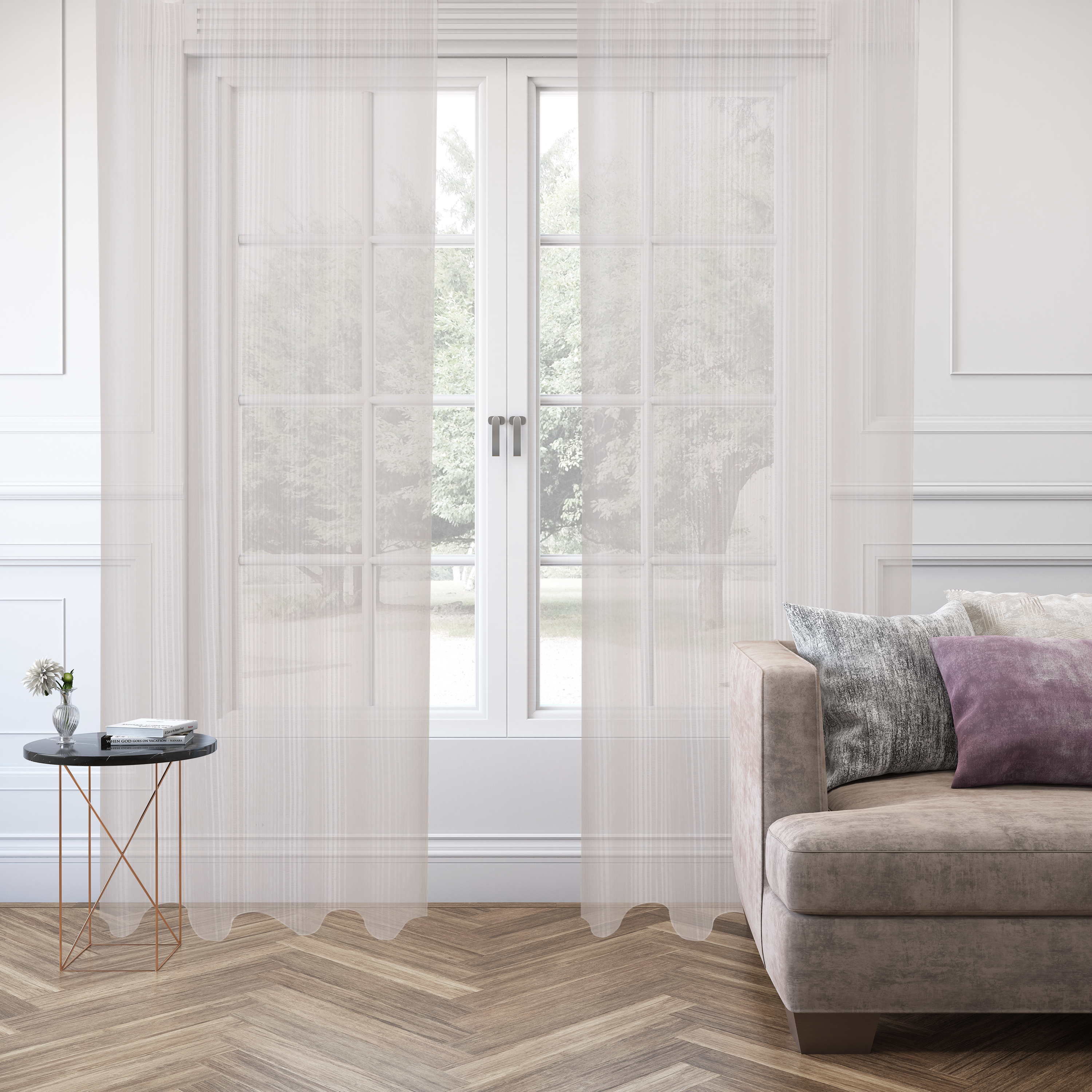 Cortinado ilhós Pricillia 140x280cm bege Inspire - 4