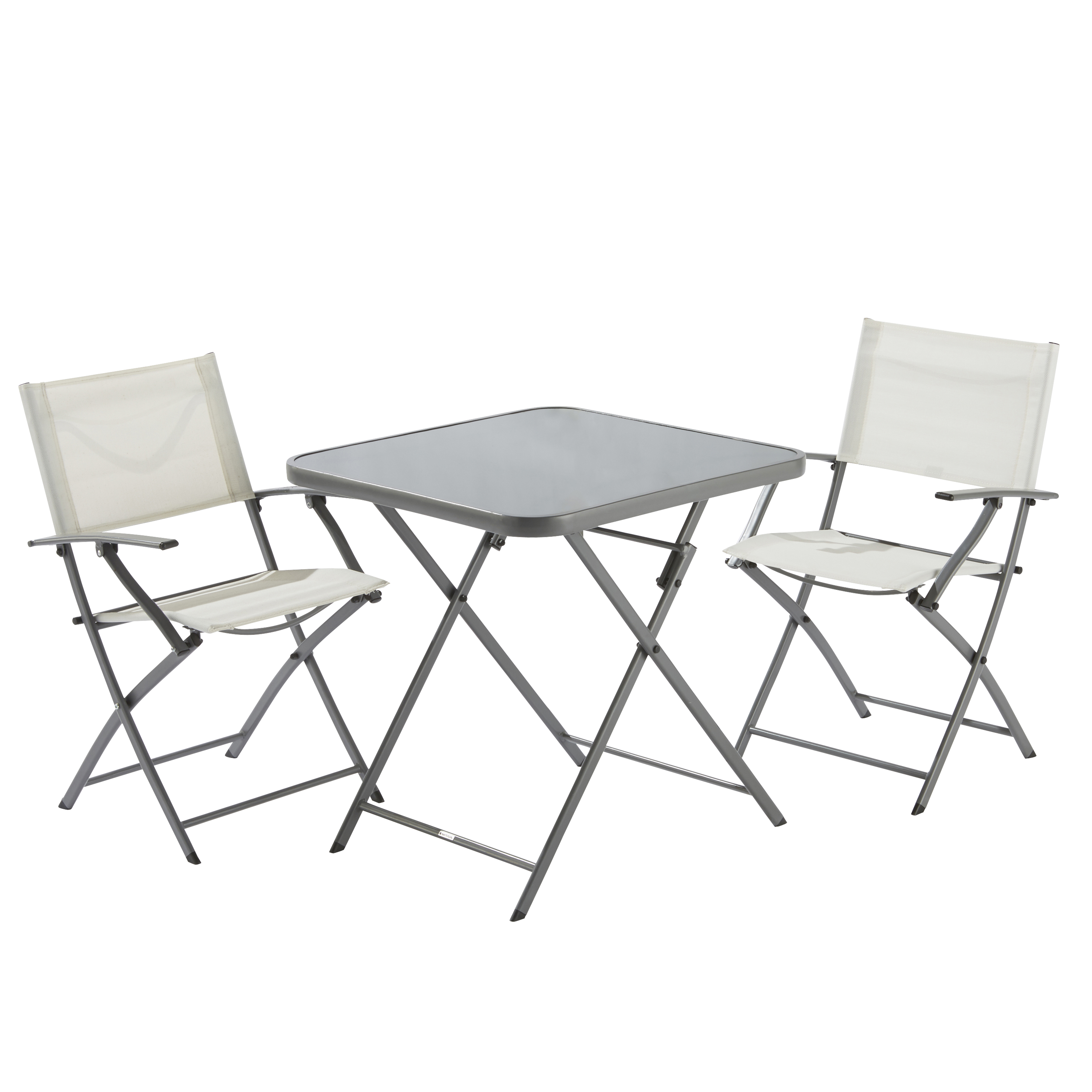 Sedia da giardino con braccioli pieghevole Emys NATERIAL, struttura e seduta in textilene bianco - 3