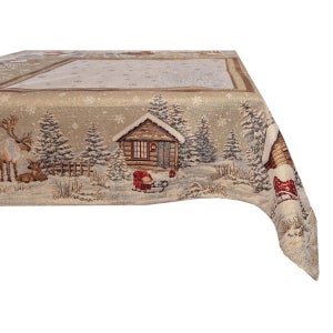 Tovaglia Natalizia LIHAO Rettangolare 150x180cm – Rosso Con Motivi Natalizi – Lavabile In Lavatrice, Adatta A Tavoli Da 6 Posti