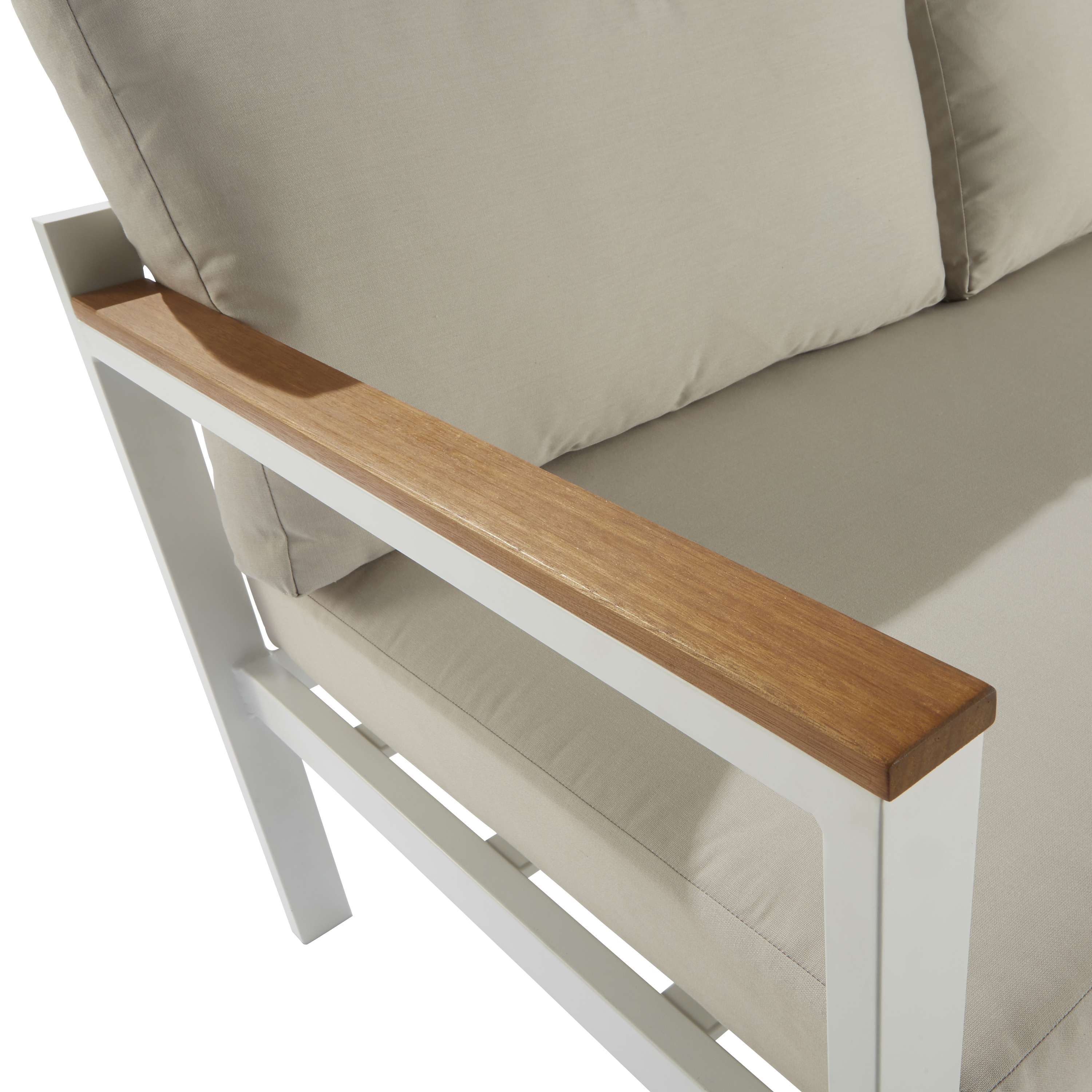 Salotto da giardino angolare per 5 persone bianco Oris NATERIAL con cuscini in poliestere beige - 8