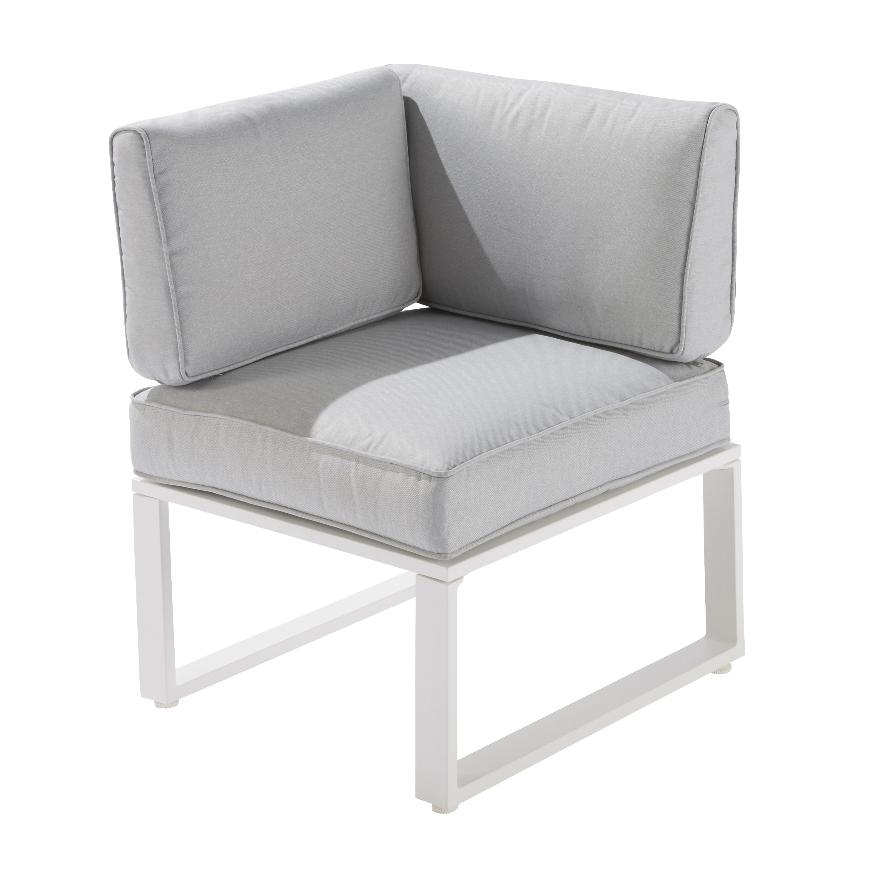Salotto da giardino angolare per 7 persone bianco Odyssea NATERIAL con cuscini in poliestere grigio - 16