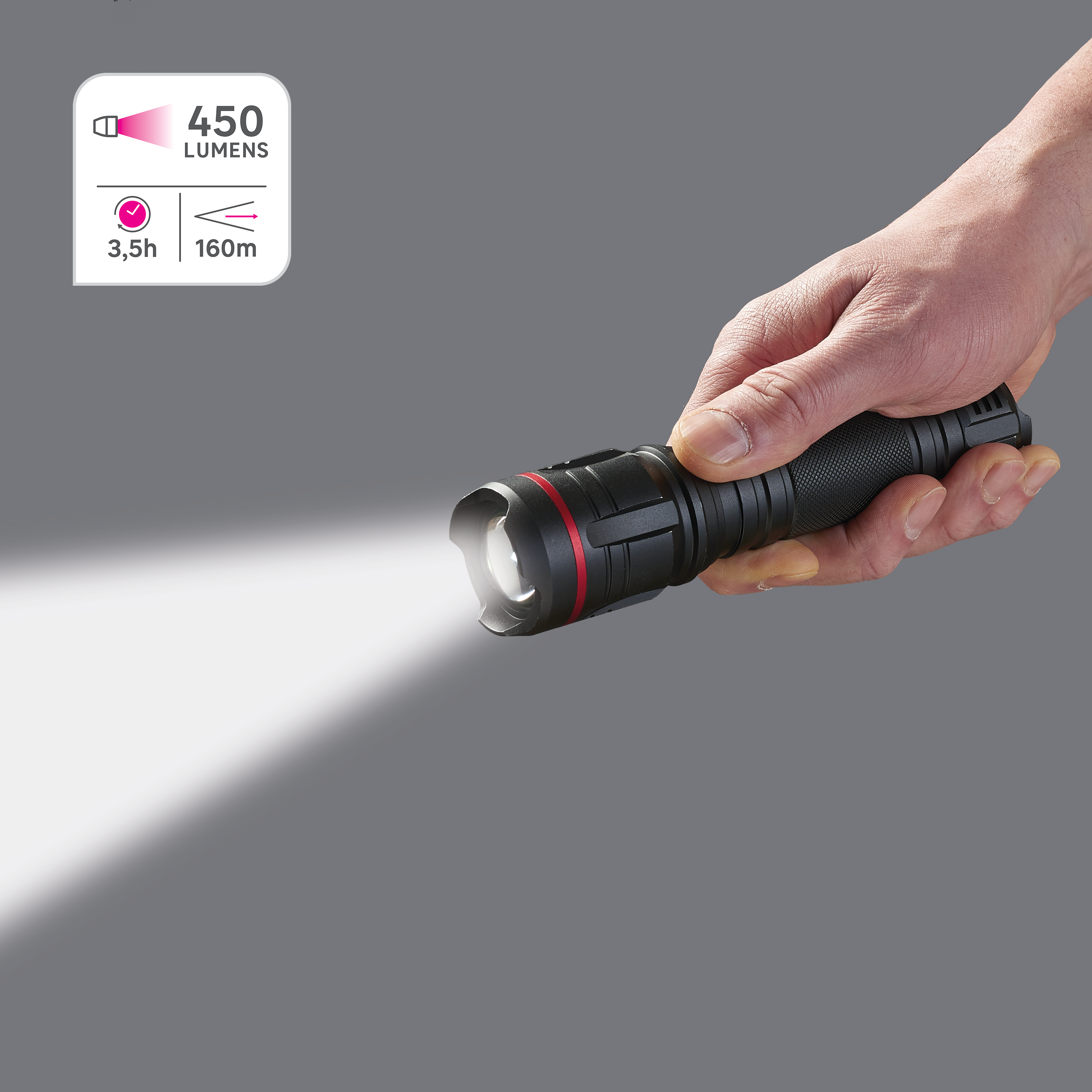 Lampe de poche aluminium 450LM, Lexman - 4