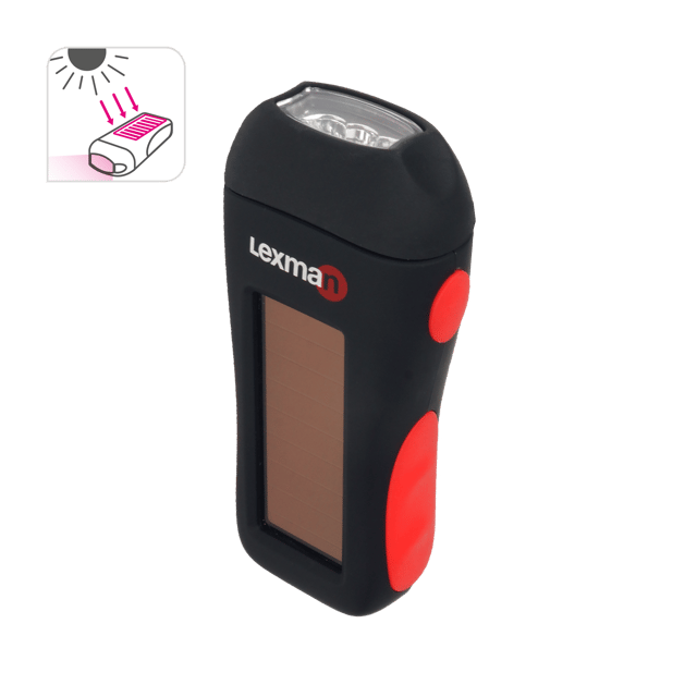 Lampe de poche rechargeable dynamo et solaire, Lexman