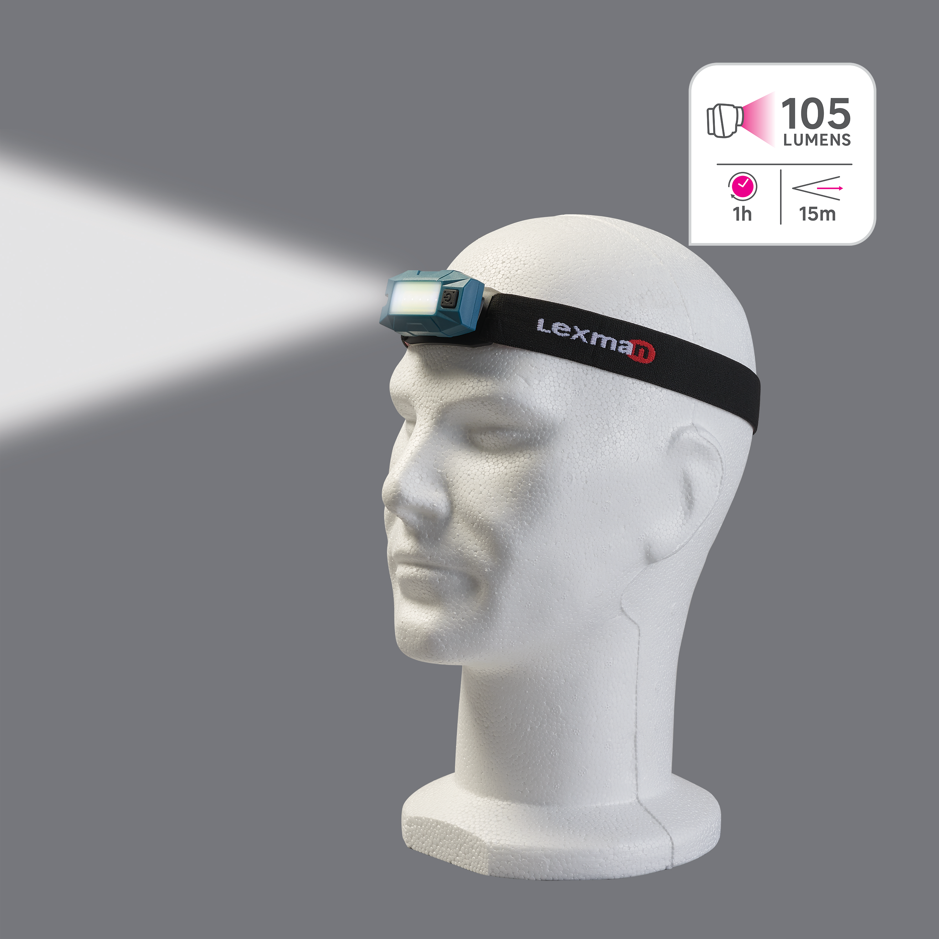 Lampe frontale rechargeable, rouge, 105LM, Lexman - 6