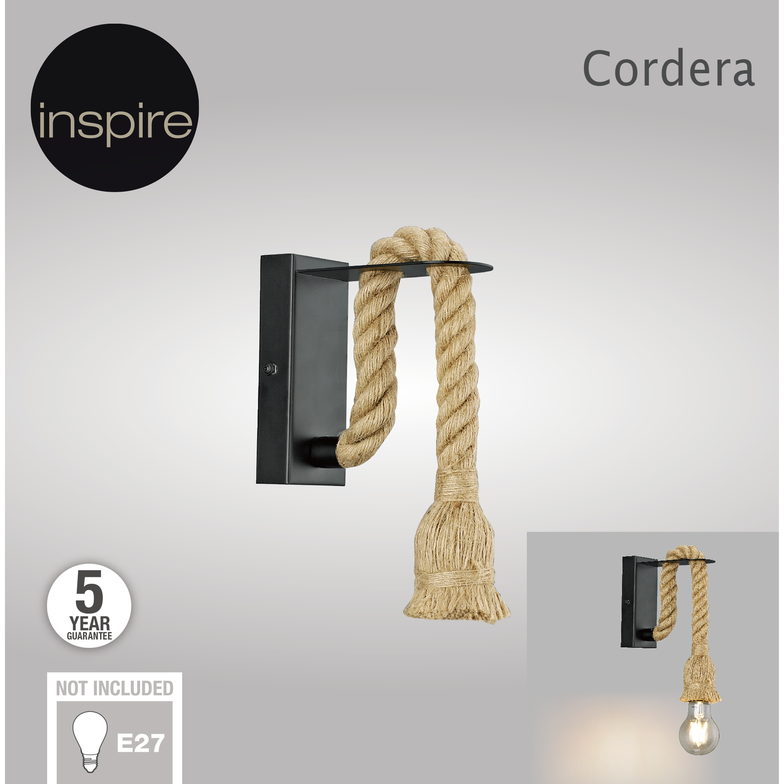 Applique murale E27, corde, Cordera, INSPIRE - 8