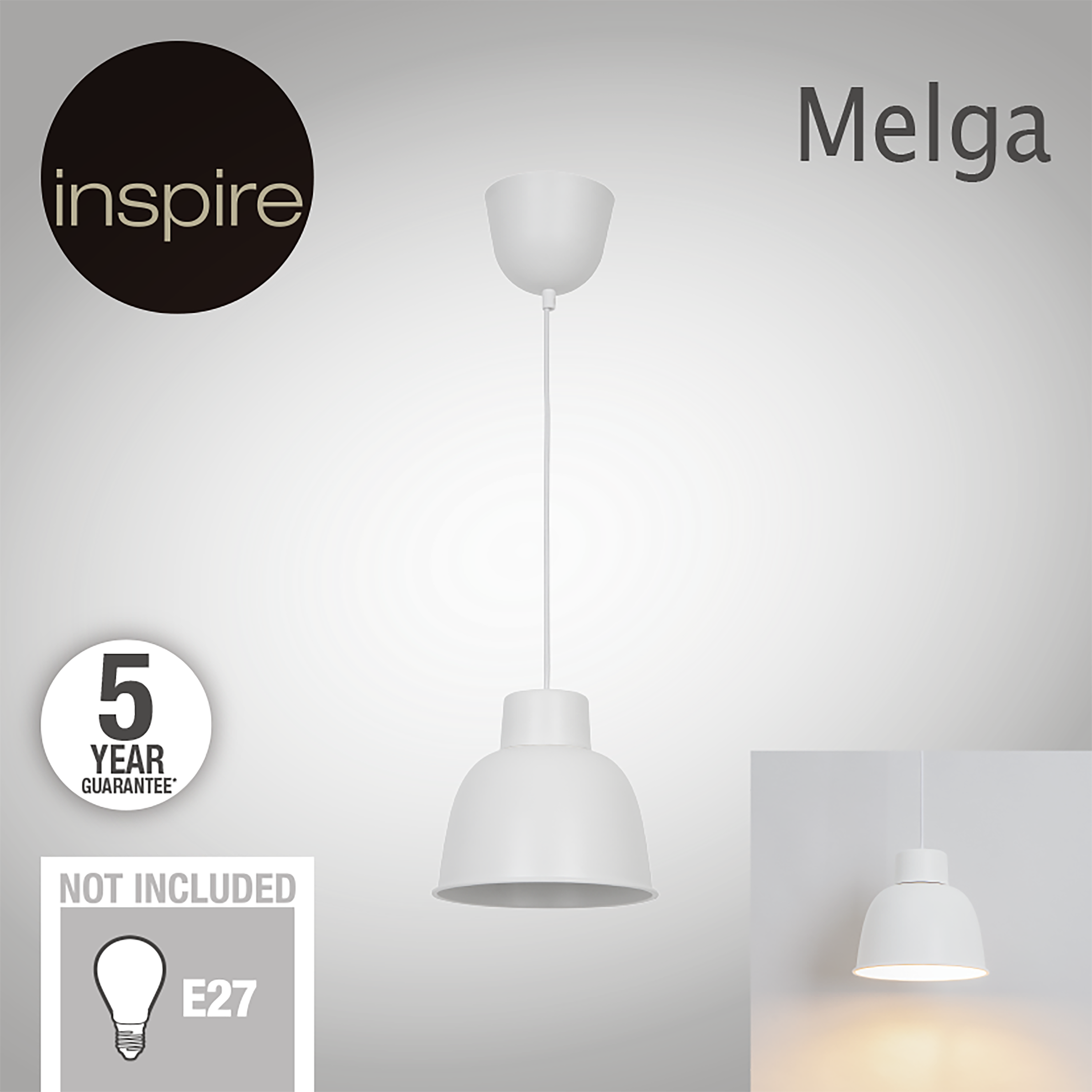 Suspension Melga fer, blanc, Diam.18.5 cm INSPIRE, E27 - 8