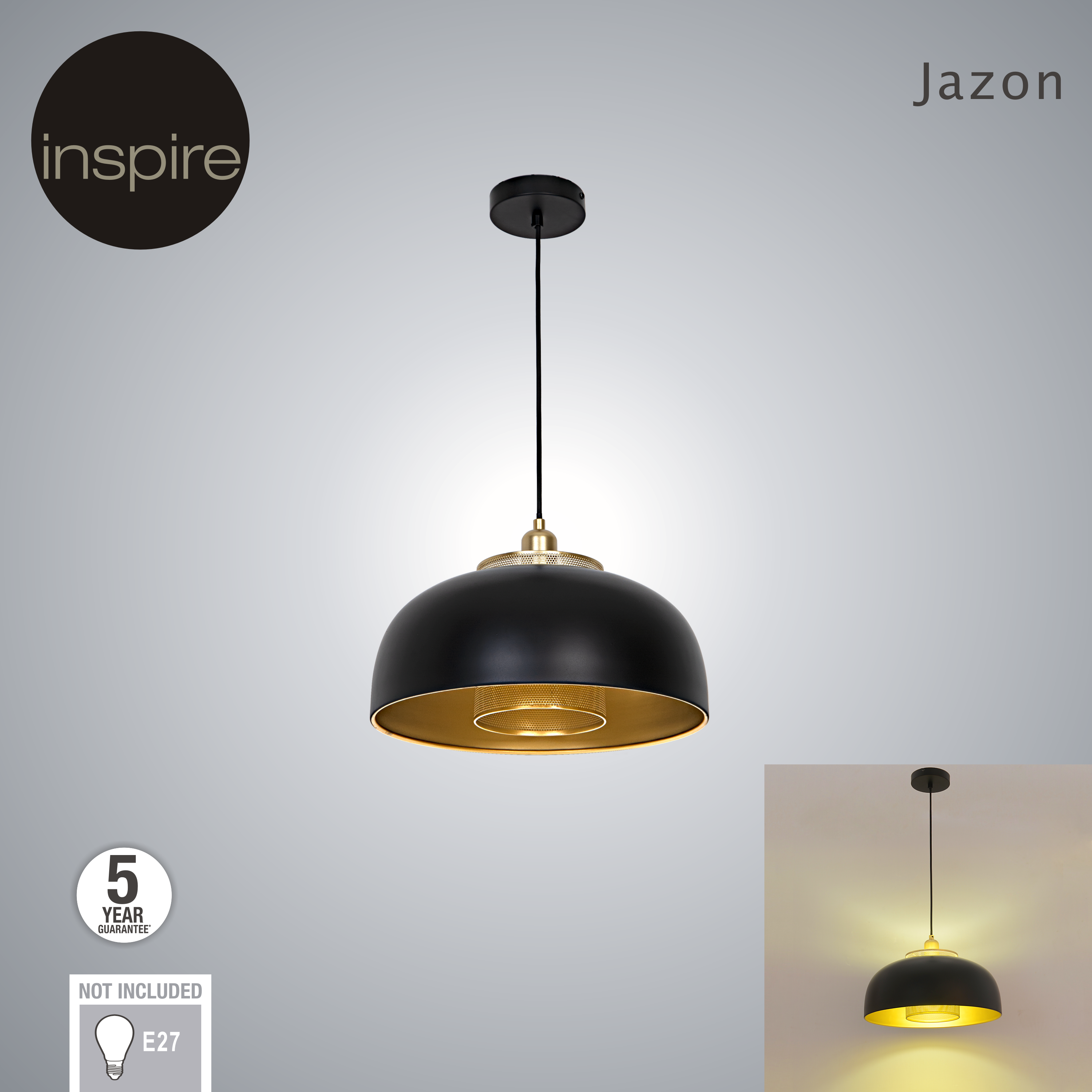 Lampa wisząca Jazon czarna E27 Inspire - 6