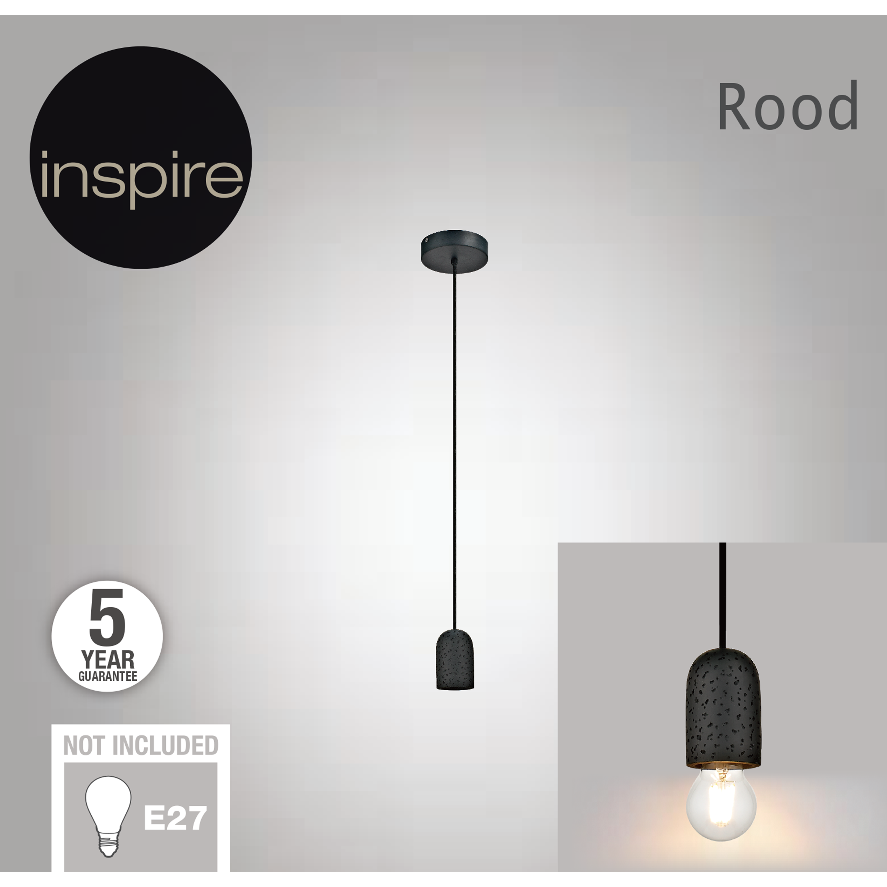 Suspension Rood ciment, noir, Diam.6.4 cm INSPIRE, E27 - 10