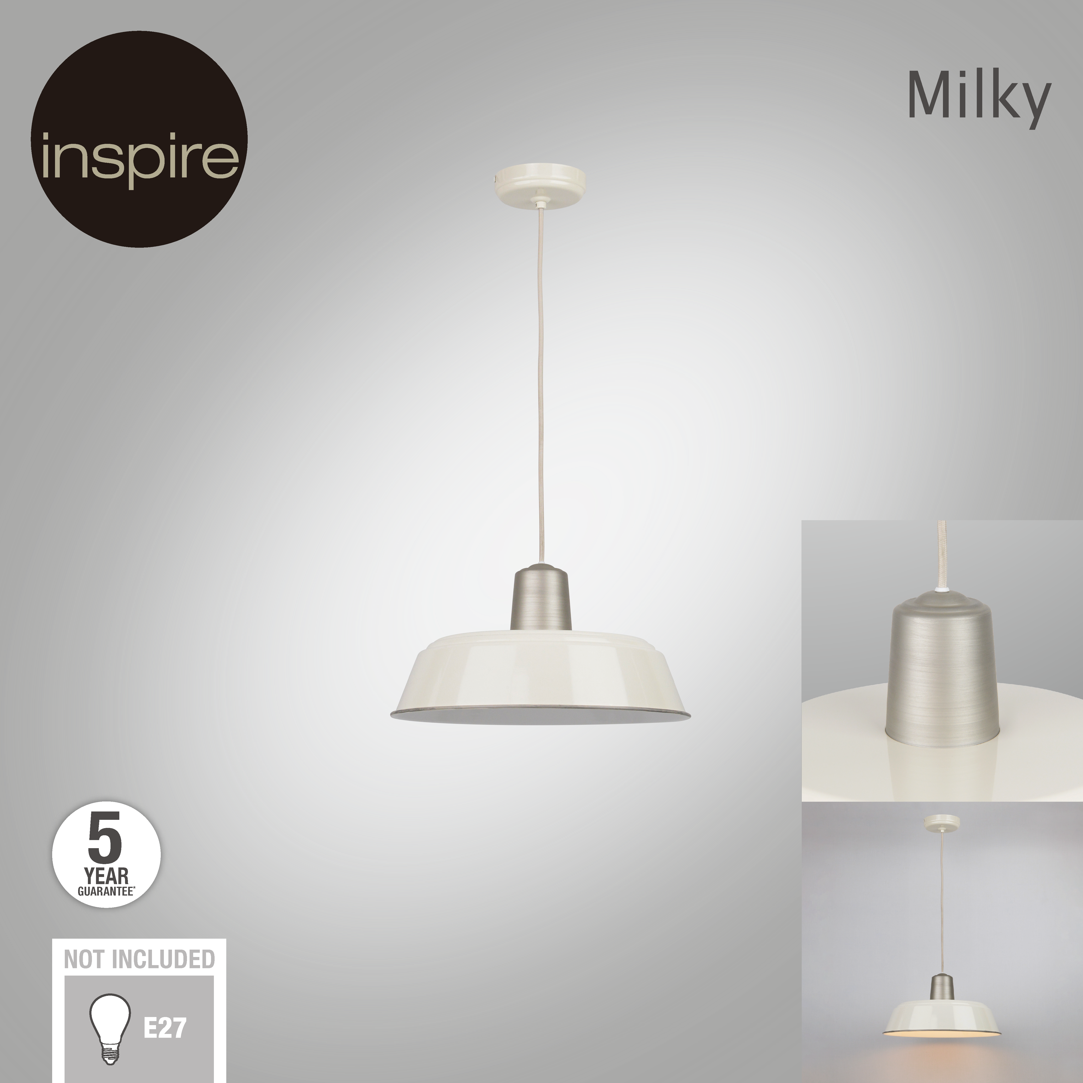 Lampadario Country charm Milky beige paralume beige E27 Ø38cm INSPIRE - 19