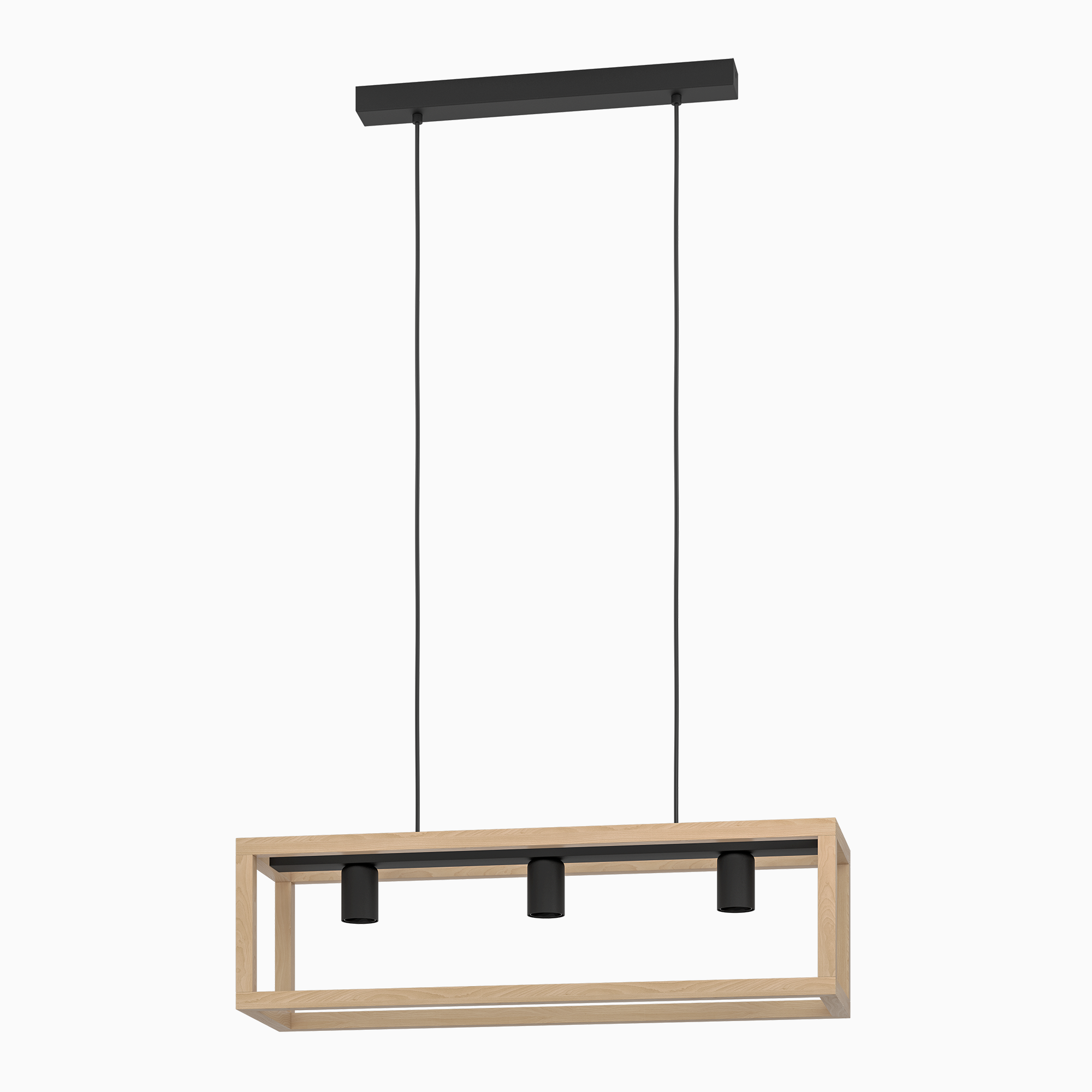 Candeeiro de teto suspenso INSPIRE ELGORT E27 3 LUZES METAL/MADEIRA PRETO - 43
