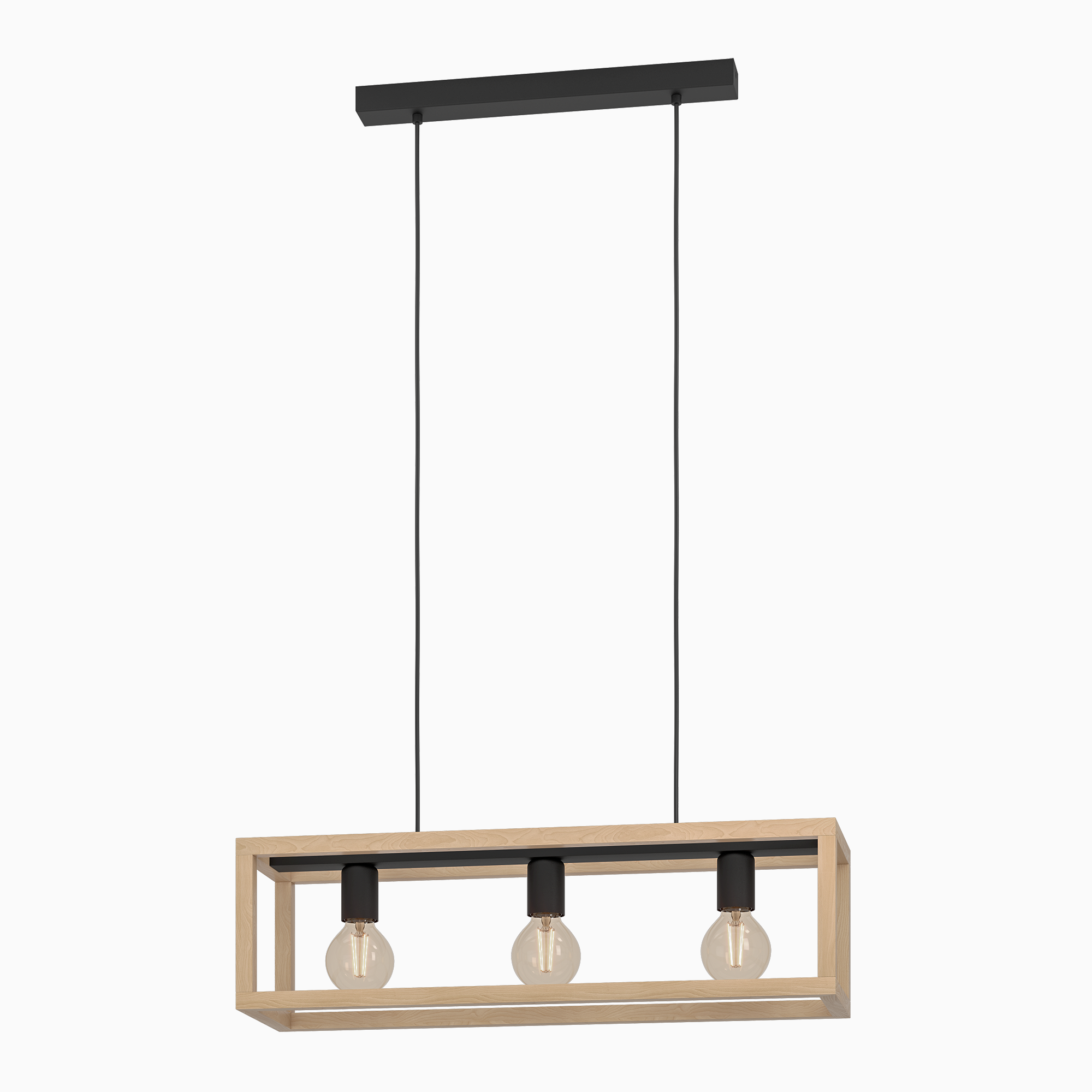 Candeeiro de teto suspenso INSPIRE ELGORT E27 3 LUZES METAL/MADEIRA PRETO - 42