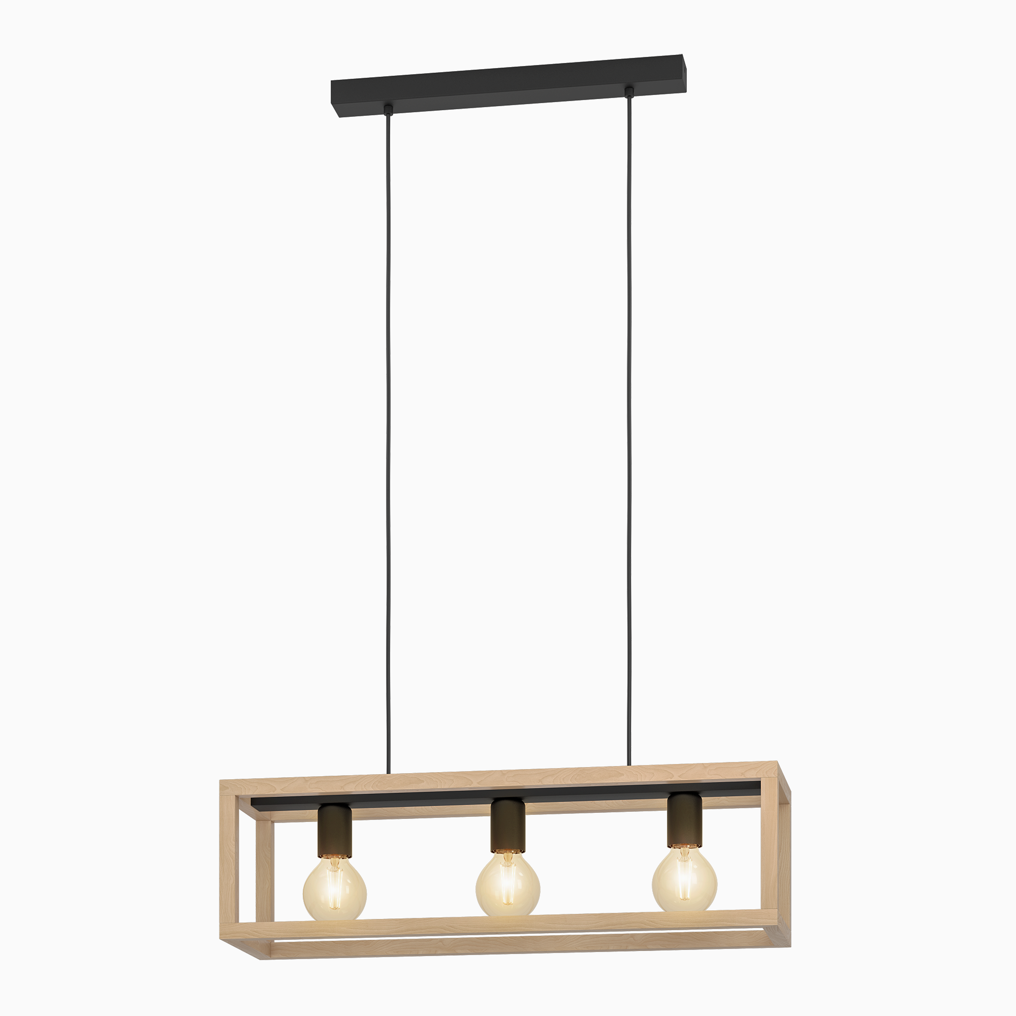 Candeeiro de teto suspenso INSPIRE ELGORT E27 3 LUZES METAL/MADEIRA PRETO - 41