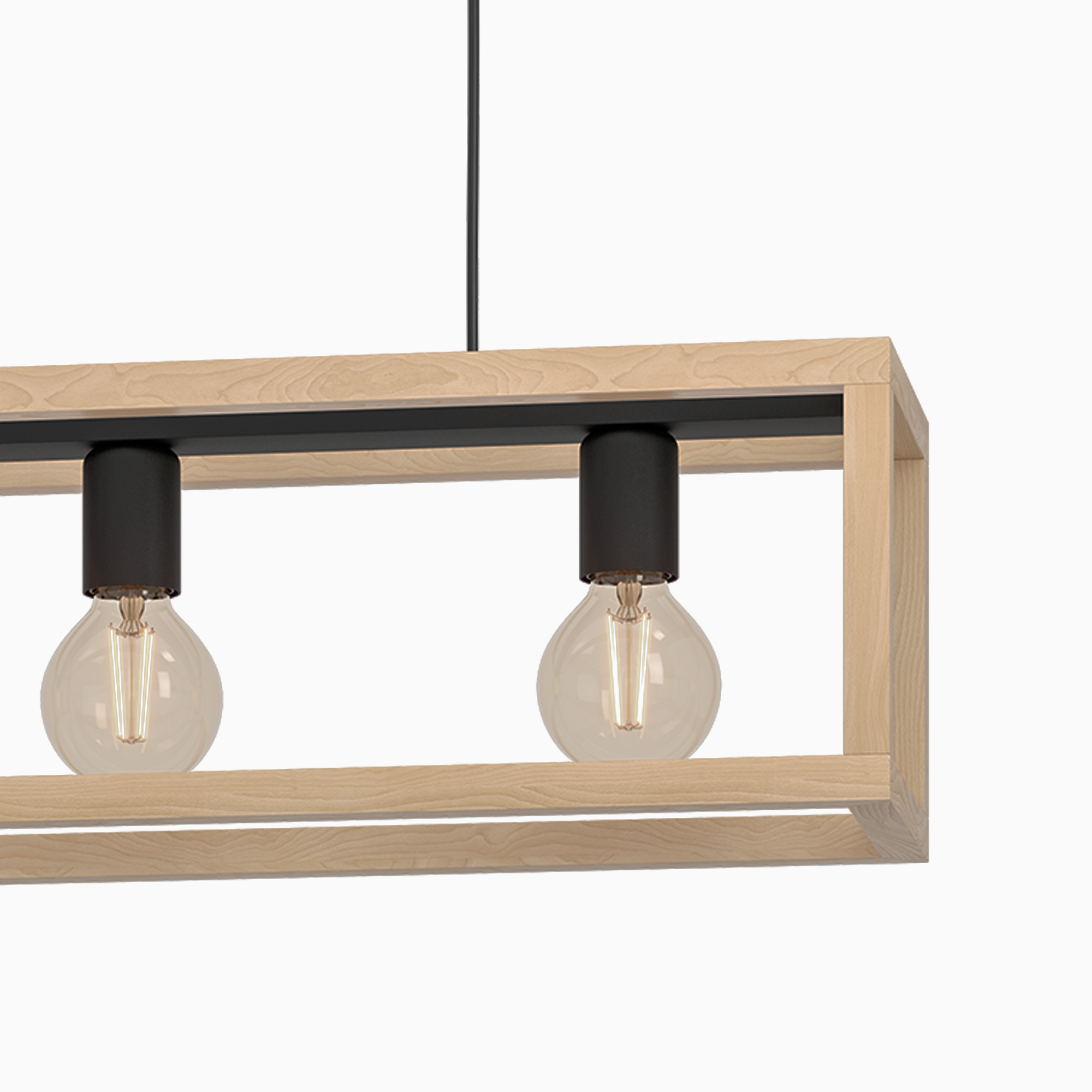 Candeeiro de teto suspenso INSPIRE ELGORT E27 3 LUZES METAL/MADEIRA PRETO - 47