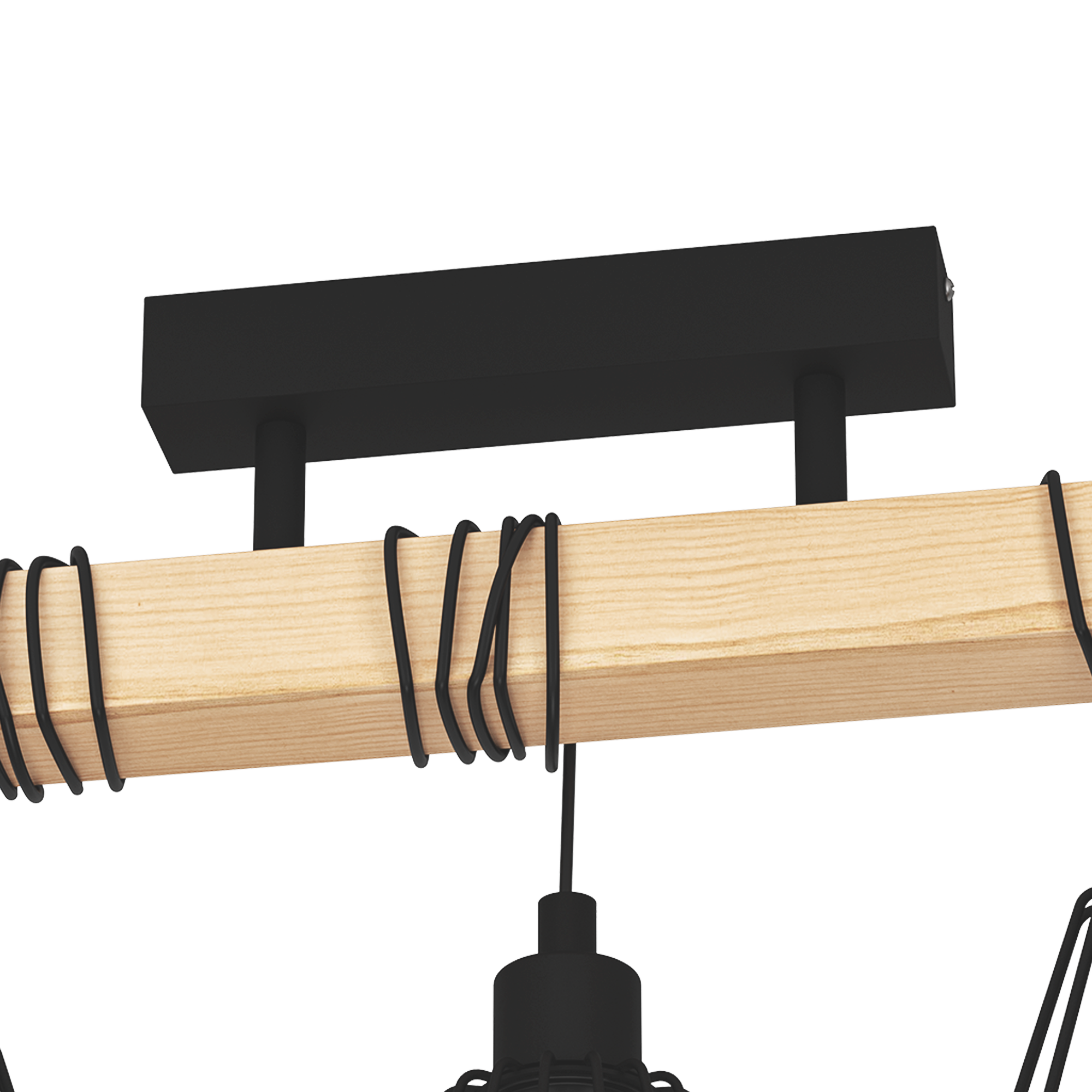 Candeeiro de teto TABODI 3L E27 METAL PRETO/MADEIRA NATURAL - 24