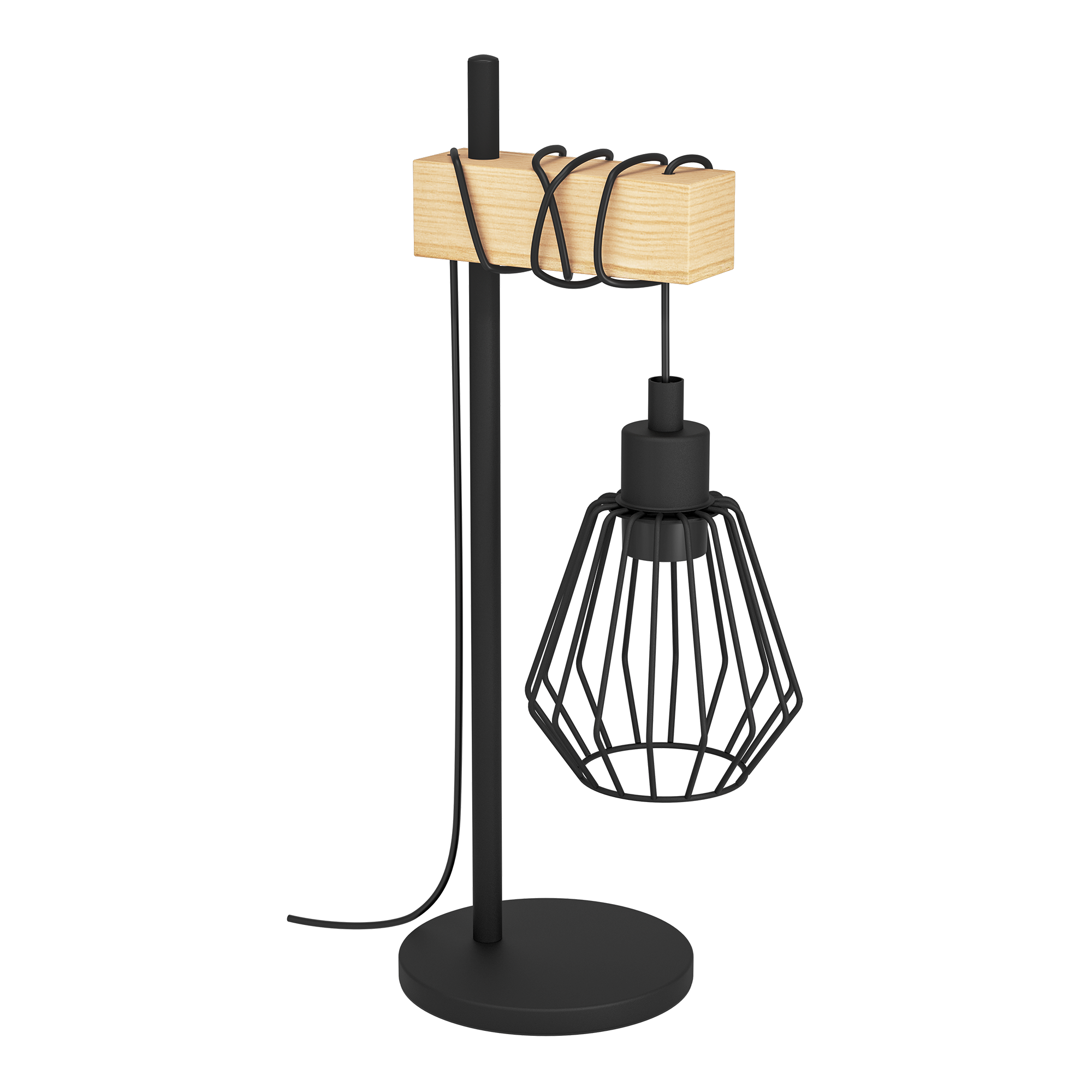 Candeeiro de mesa TABODI E27 METAL MATE PRETO/MADEIRA NATURAL - 41