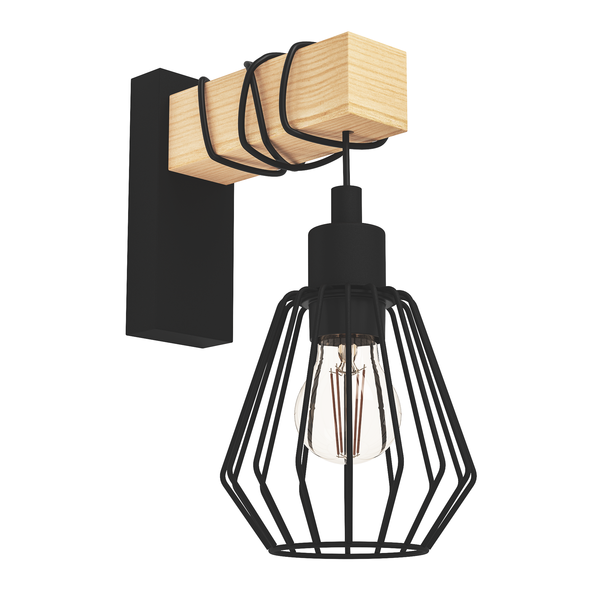 Candeeiro de parede INSPIRE TABODI E27 1 LUZ METAL/MADEIRA PRETO - 31