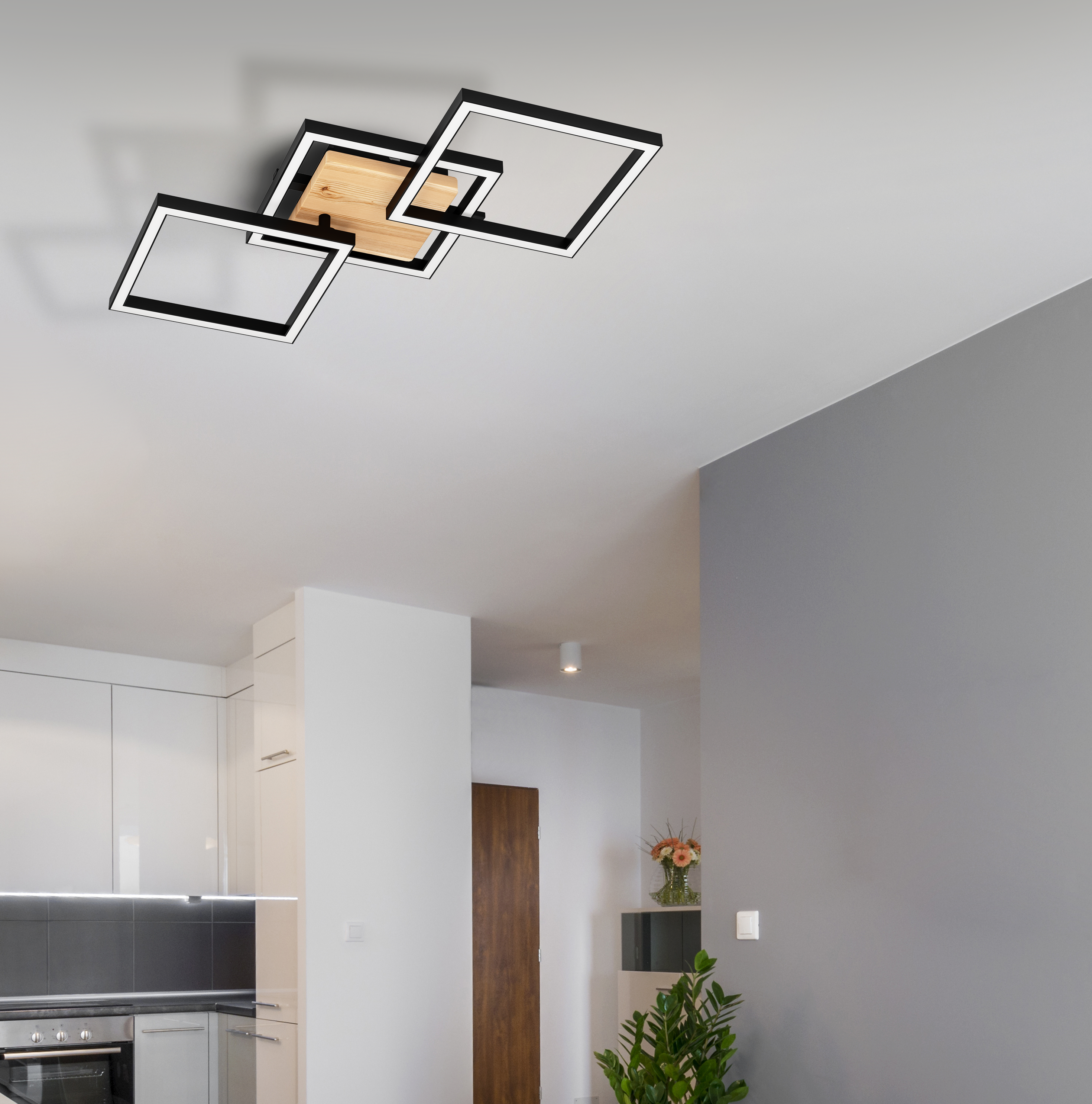 Plafon Rog czarny z drewnem LED Inspire - 2