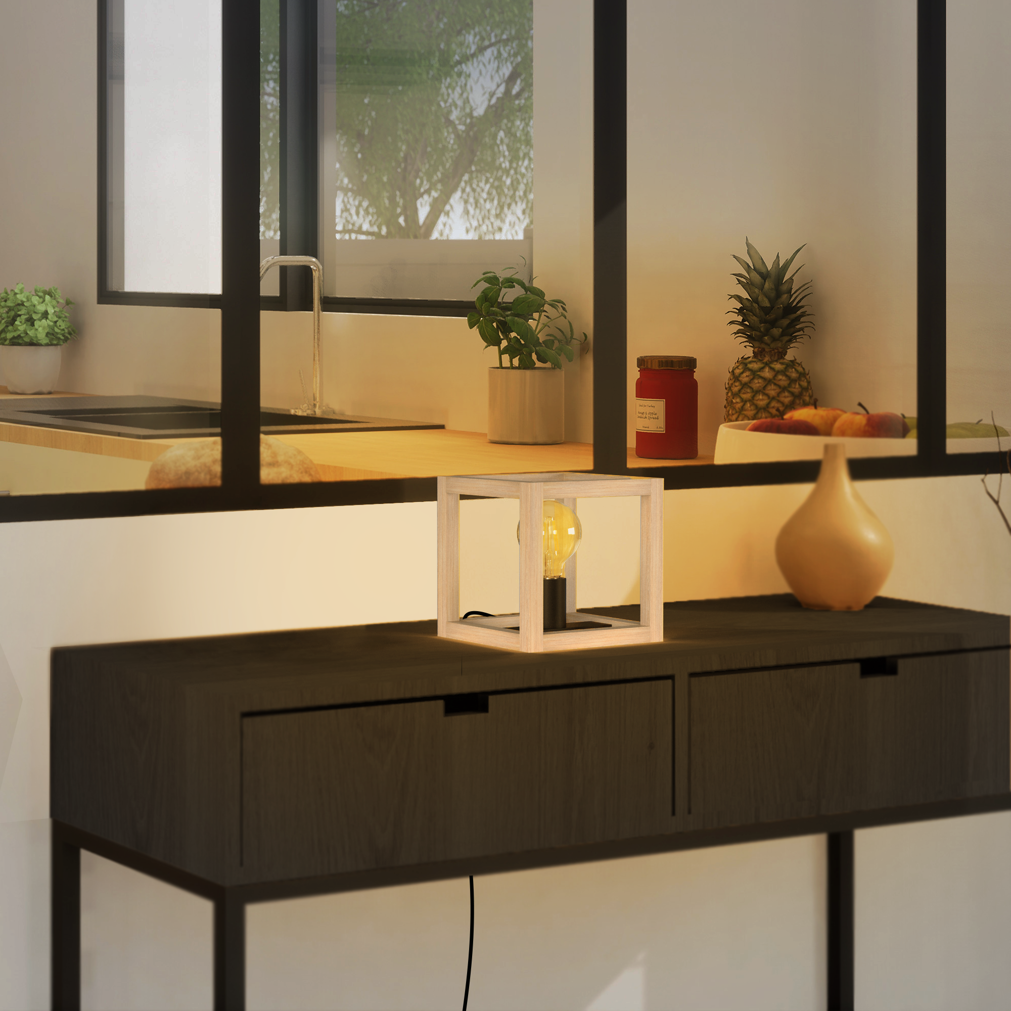 Candeeiro de mesa ELGORT E27 MADEIRO METAL PRETO - 28