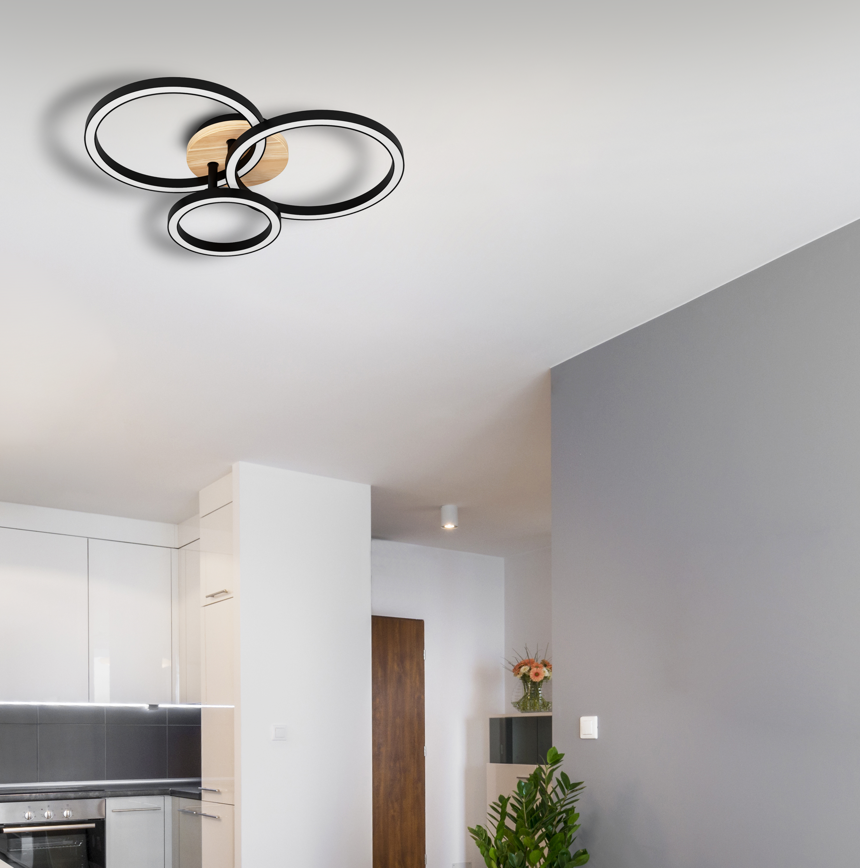 Plafon Rog czarny z drewnem LED Inspire - 3