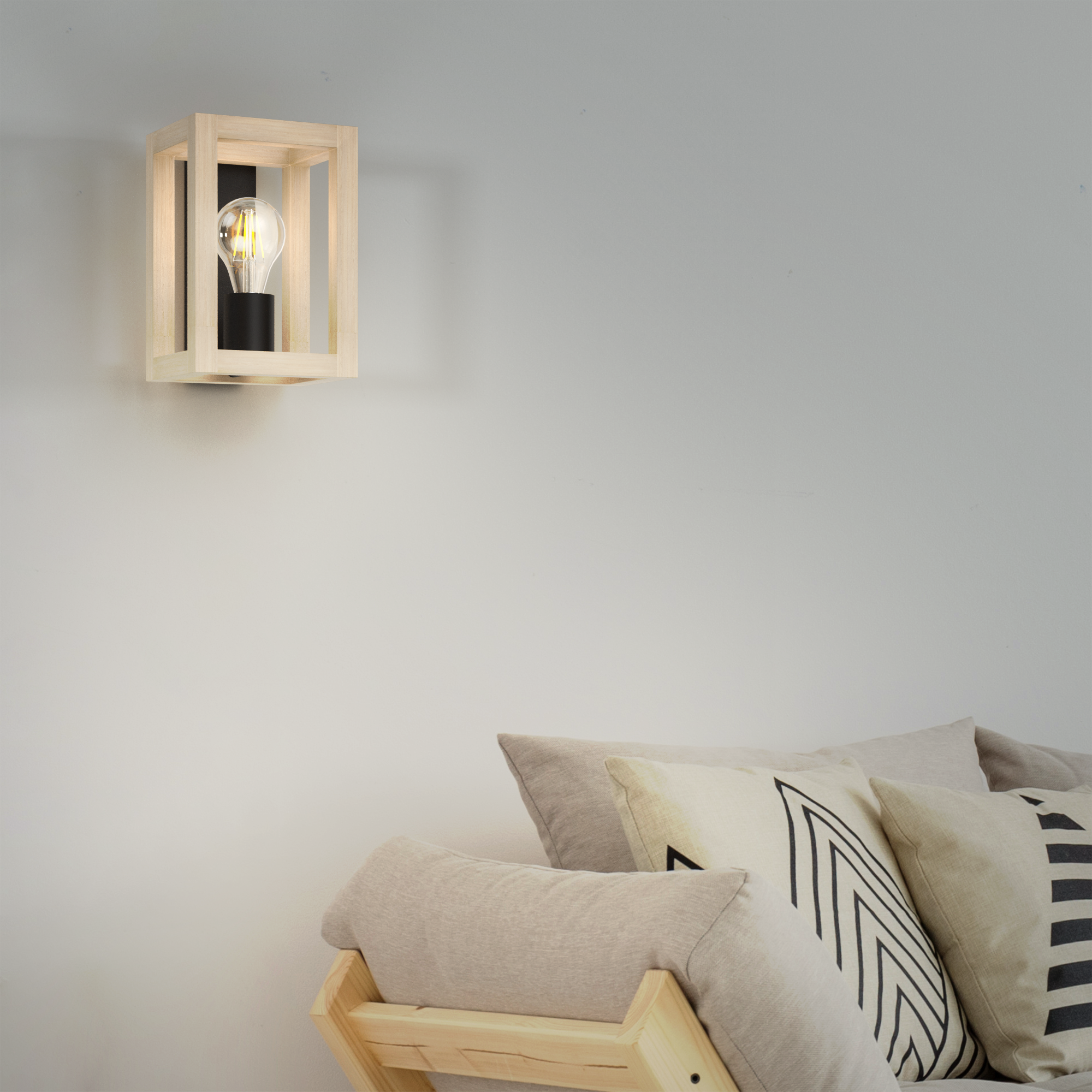 Kinkiet Elgort czarny z drewnem E27 26 cm Inspire - 5