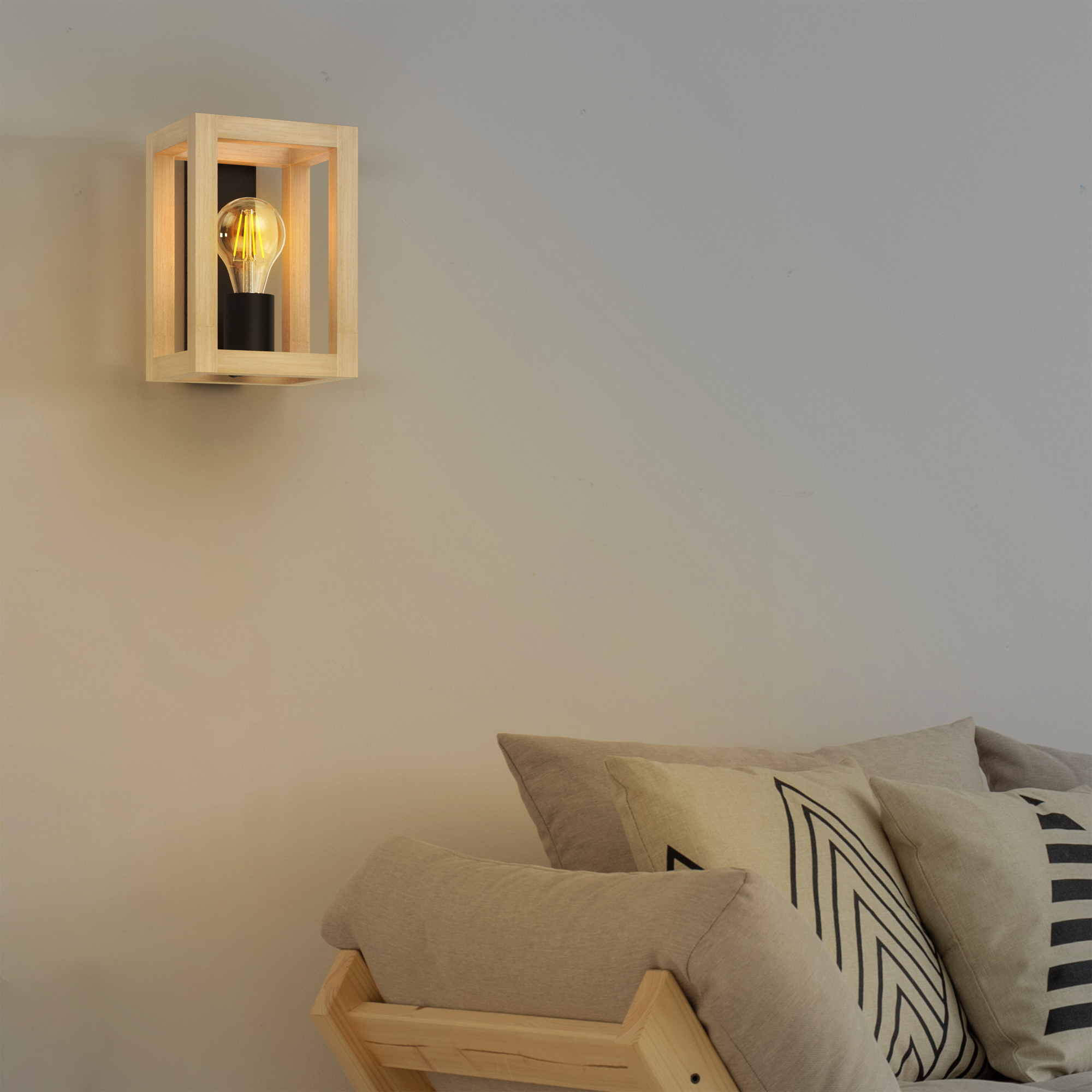 Kinkiet Elgort czarny z drewnem E27 26 cm Inspire - 6