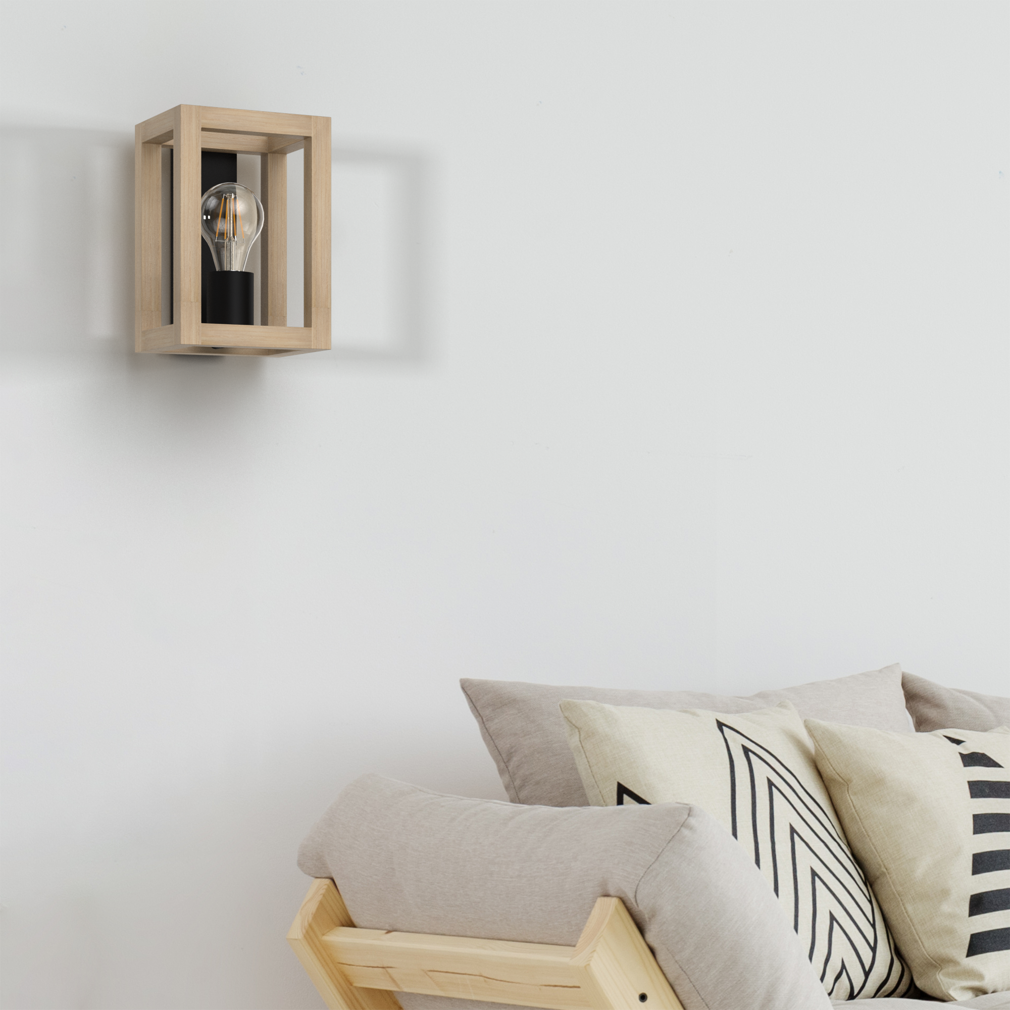 Kinkiet Elgort czarny z drewnem E27 26 cm Inspire - 7