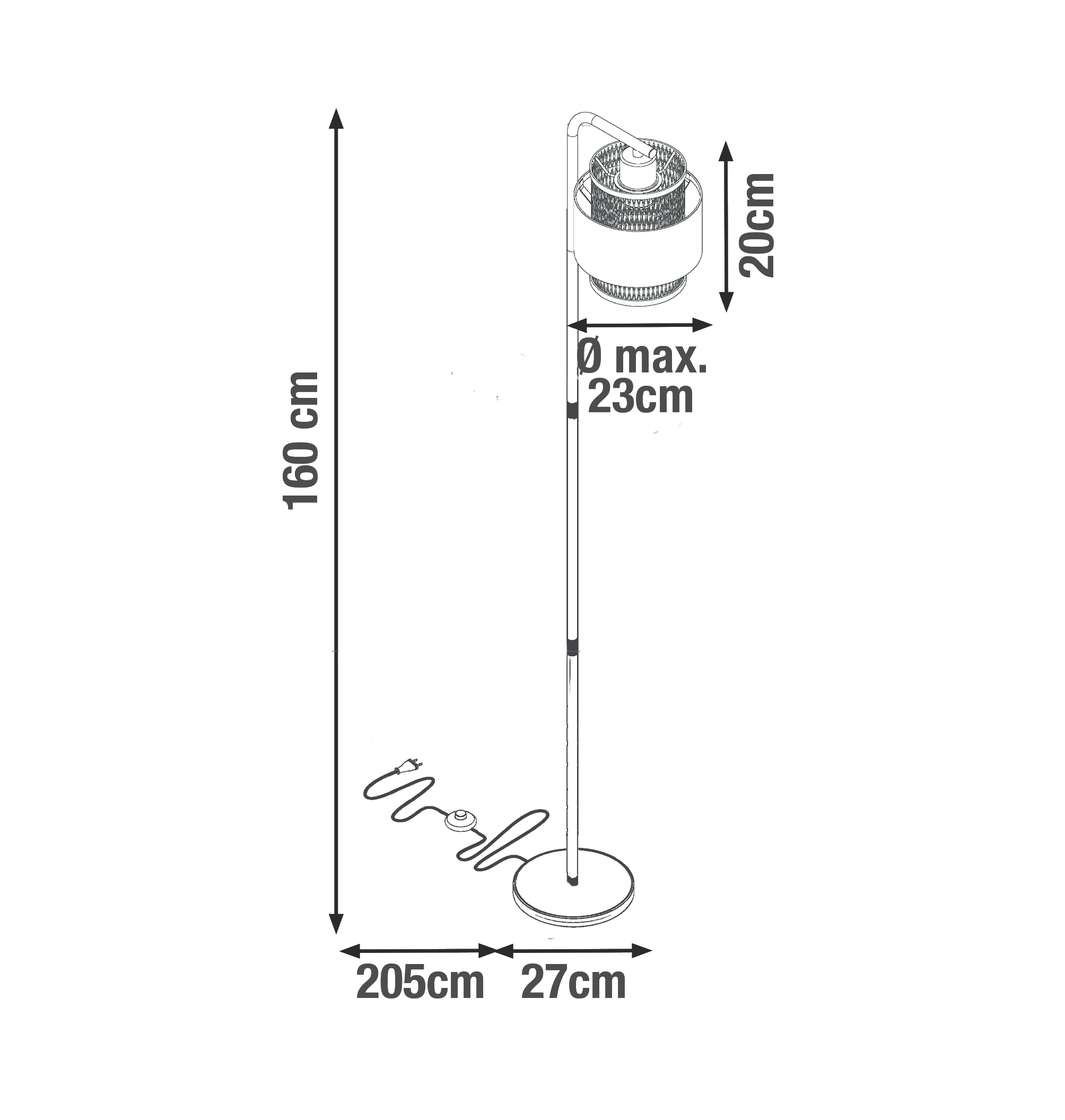 Lampada da terra Ottomane in acciaio, H 160.5 cm, E27 INSPIRE - 18