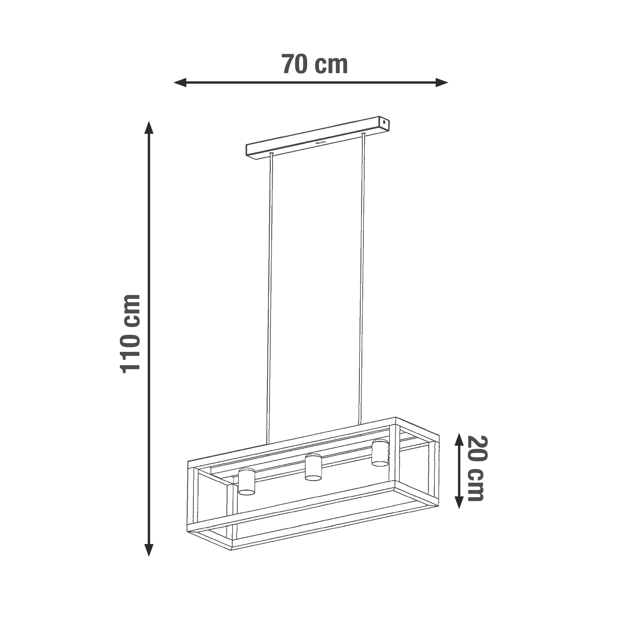 Candeeiro de teto suspenso INSPIRE ELGORT E27 3 LUZES METAL/MADEIRA PRETO - 15