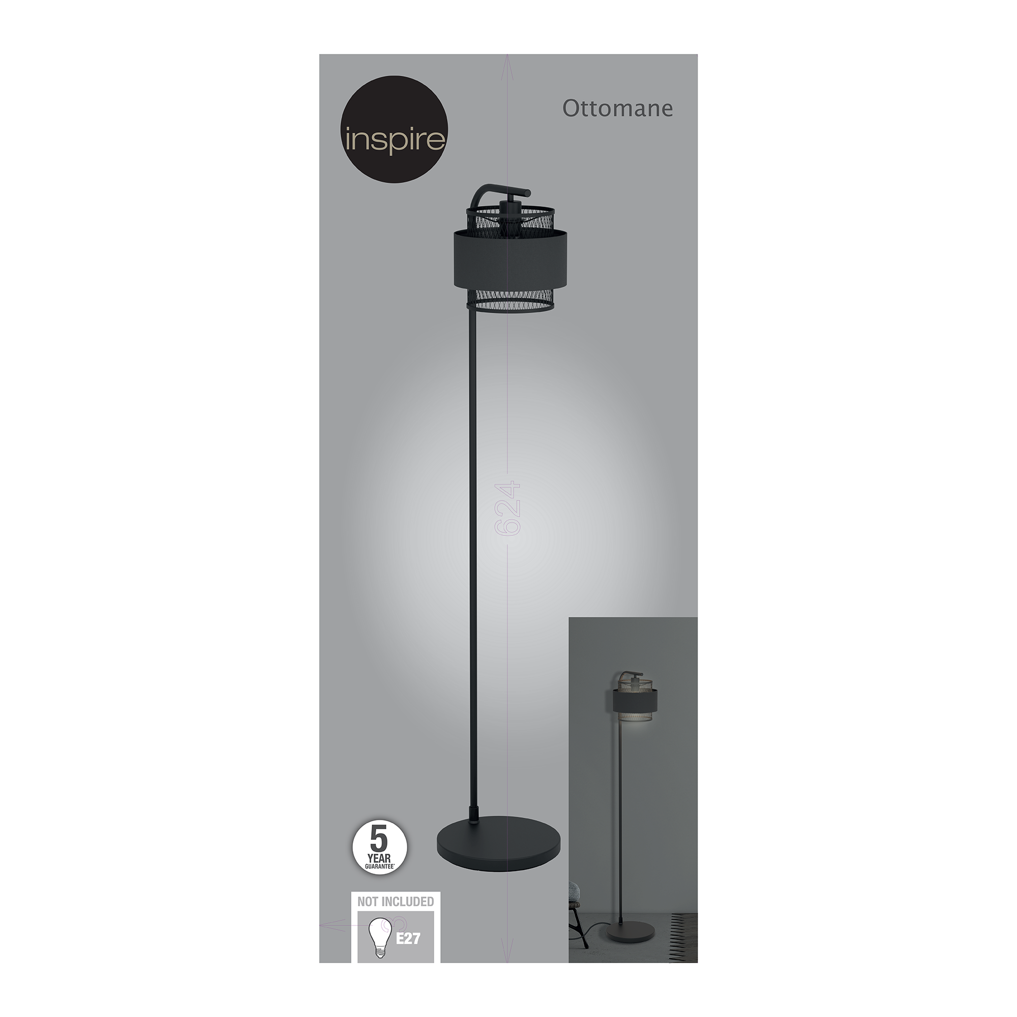 Lampada da terra Ottomane in acciaio, H 160.5 cm, E27 INSPIRE - 20