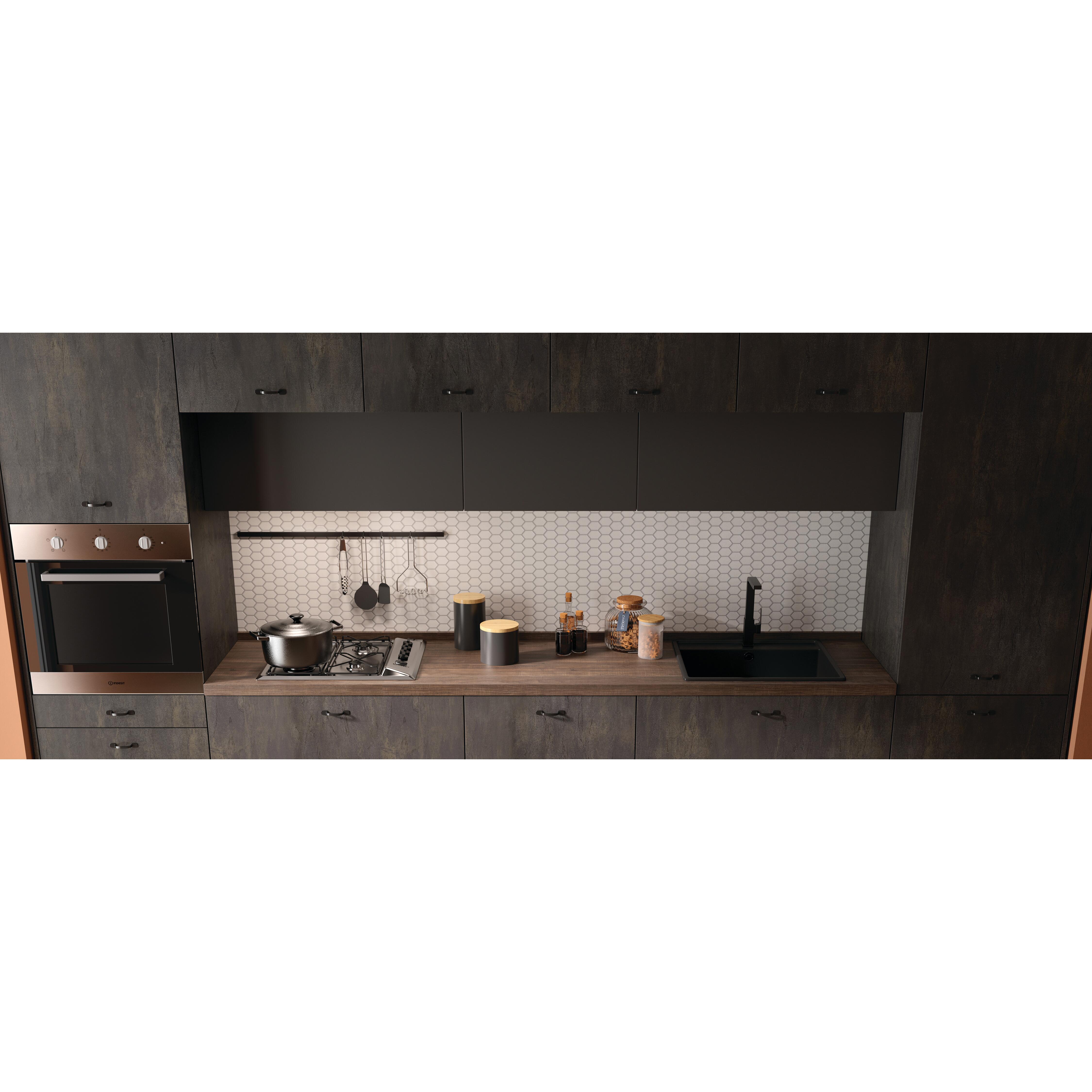 Piano cucina in truciolare rivestito in laminato hpl legno noce naturale Vintage L 304 x P 63 cm, spessore 3.8 cm - 3