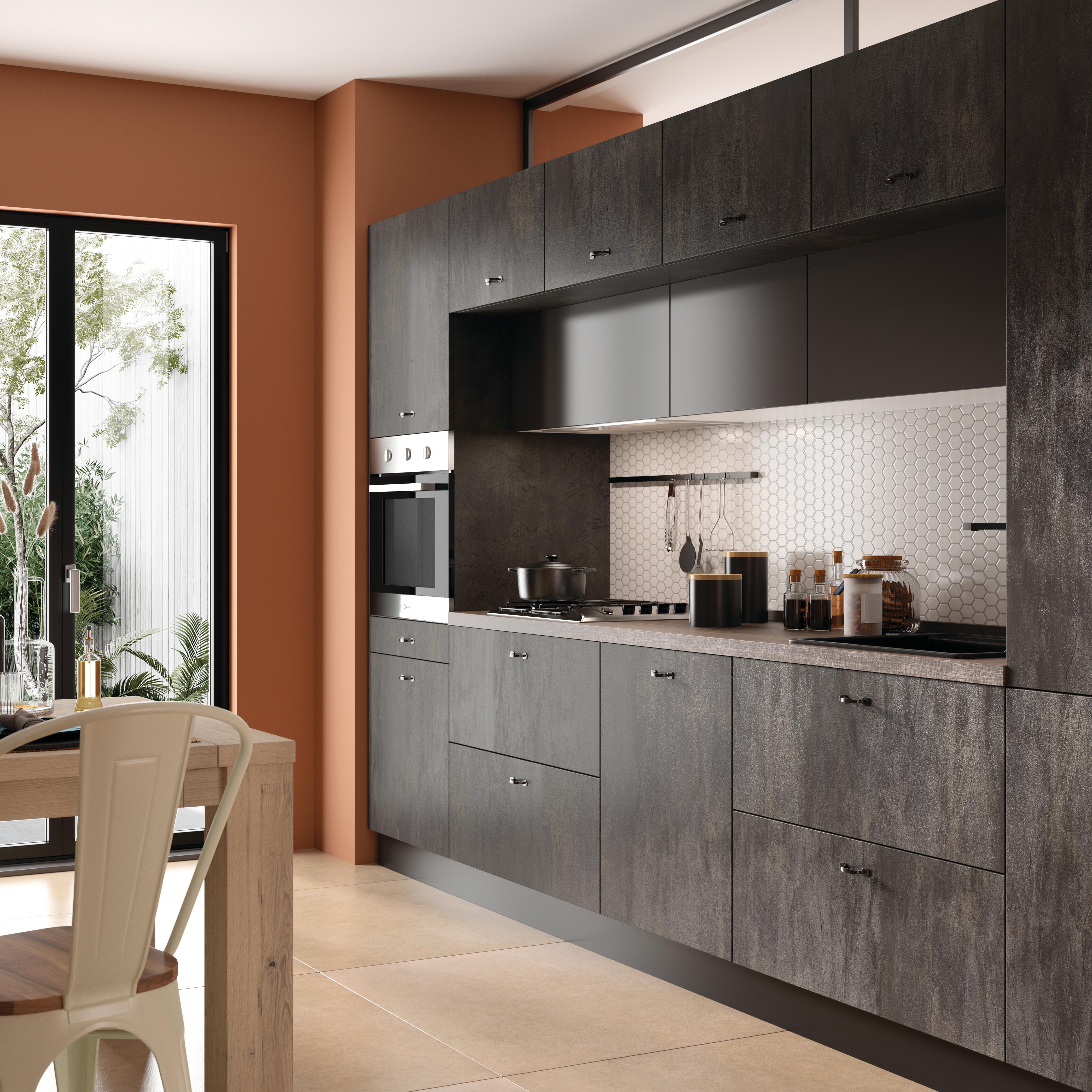 Piano cucina in truciolare rivestito in laminato hpl legno noce naturale Vintage L 304 x P 63 cm, spessore 3.8 cm - 2
